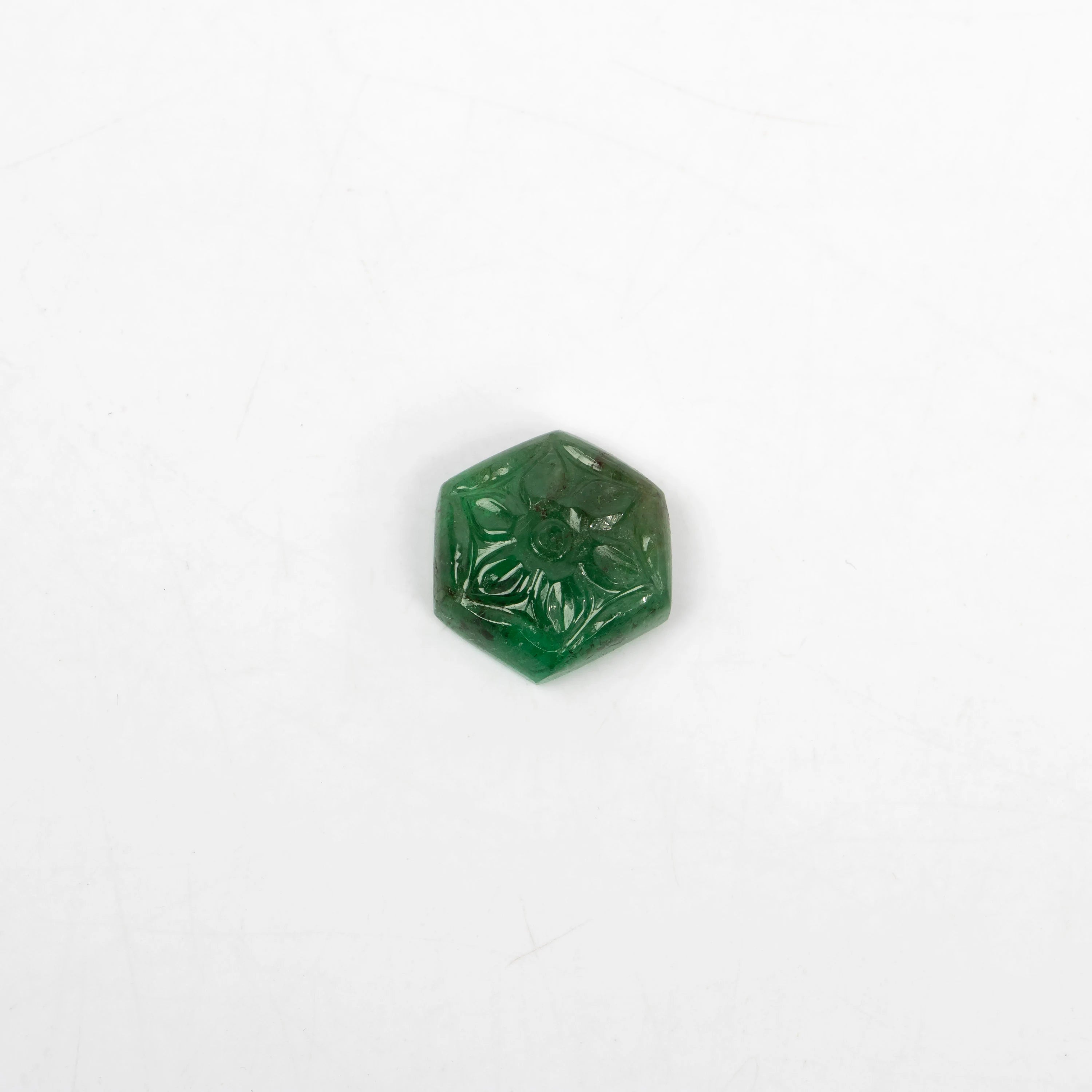 Natural Emerald Six Corner Hexagon Shape Gemstone, Emerald Fancy Carving Loose Gemstone, Jewelry Making Handmade Carving Gemstone
