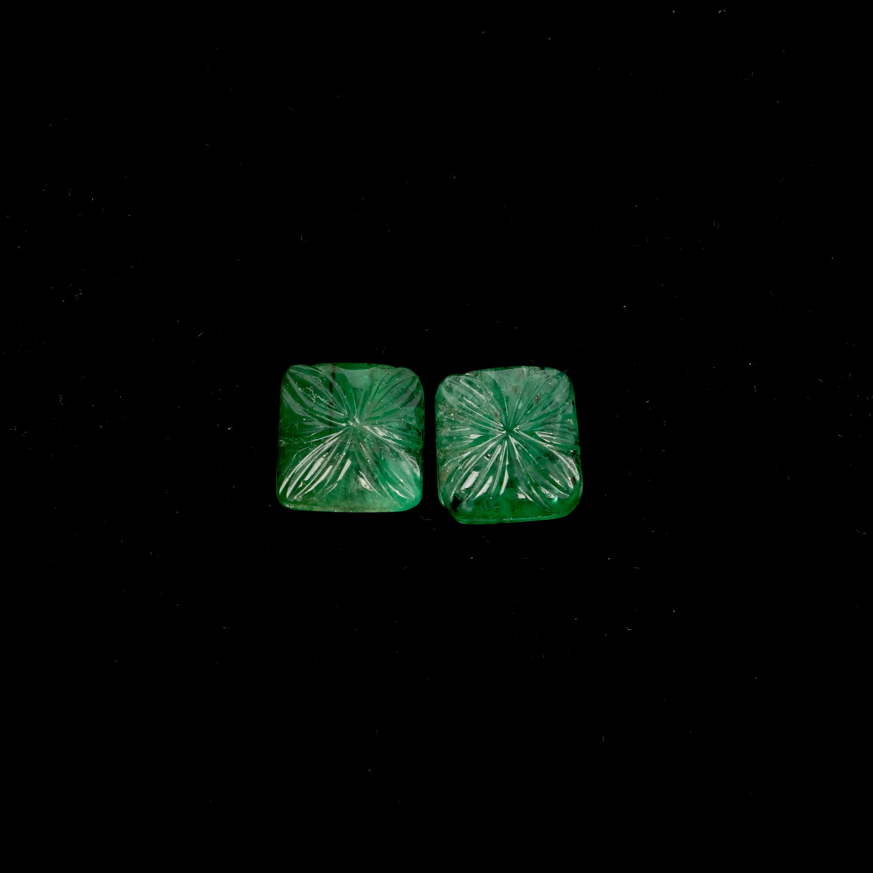 Natural Emerald Fancy Shape Gemstone Pair, Emerald Fancy Carving Pair Loose Gemstone, Jewelry Making Handmade Carving Gemstone