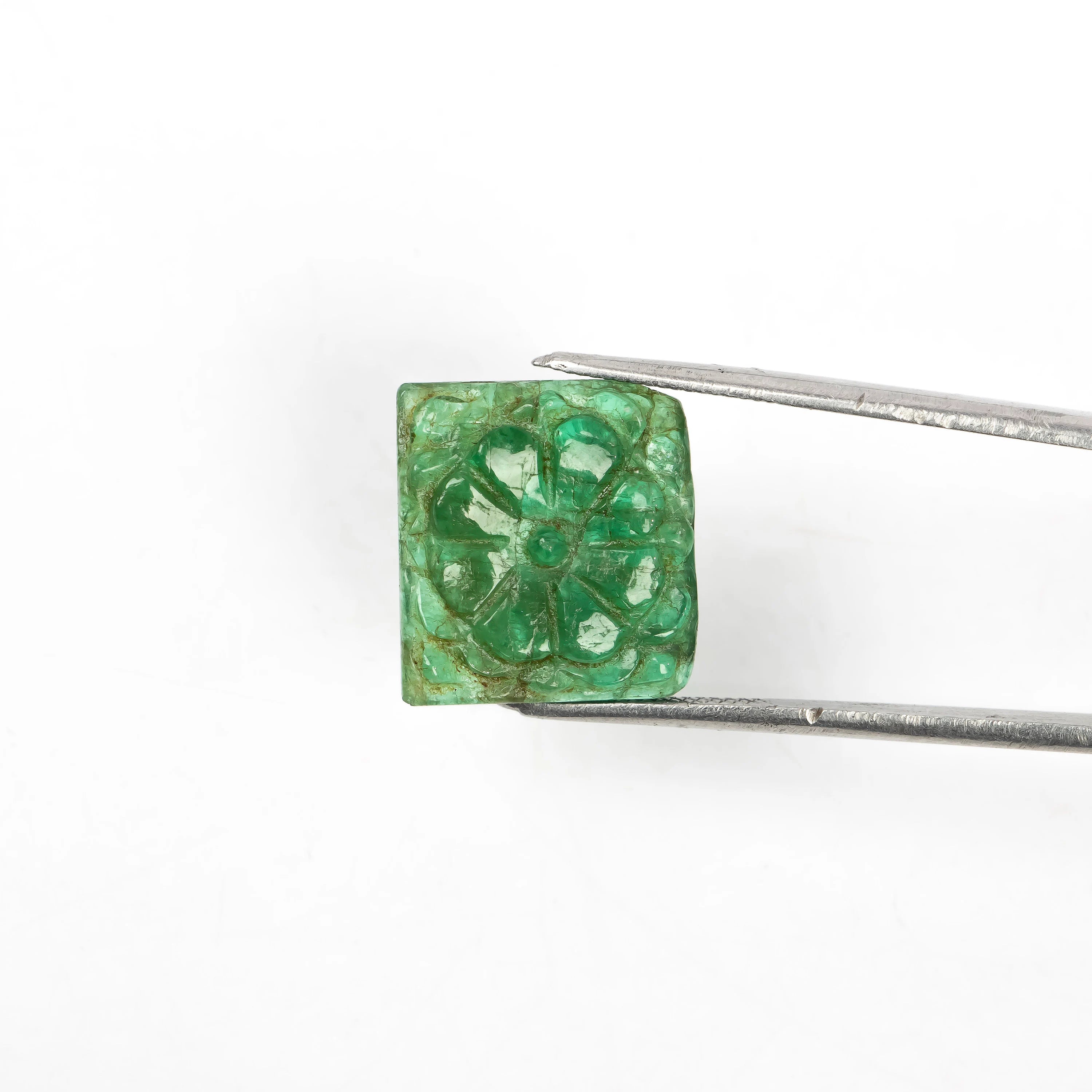 Natural Emerald Fancy Shape Gemstone, Emerald Fancy Carving Loose Gemstone, Emerald Jewelry Making Handmade Carving Gemstone