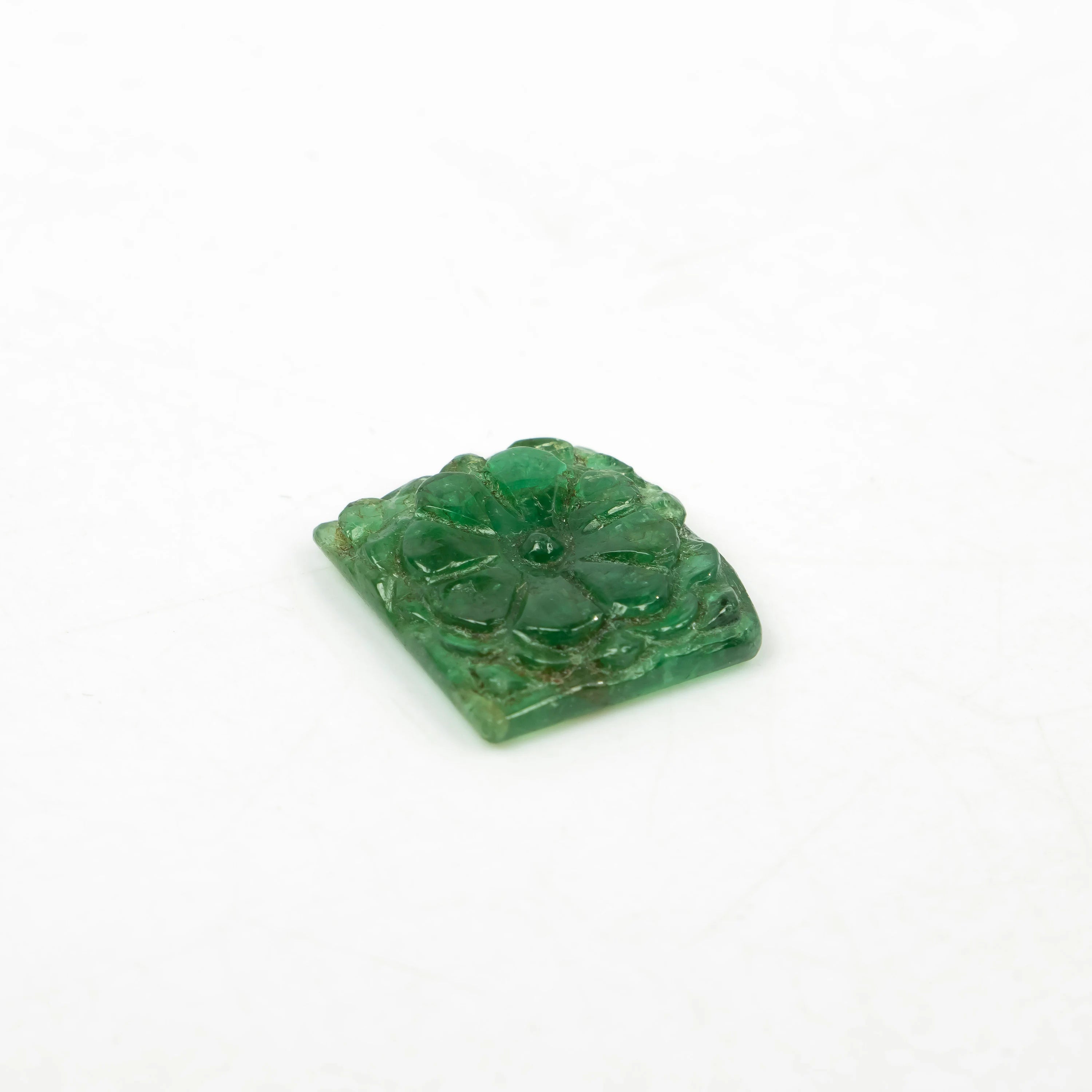 Natural Emerald Fancy Shape Gemstone, Emerald Fancy Carving Loose Gemstone, Emerald Jewelry Making Handmade Carving Gemstone