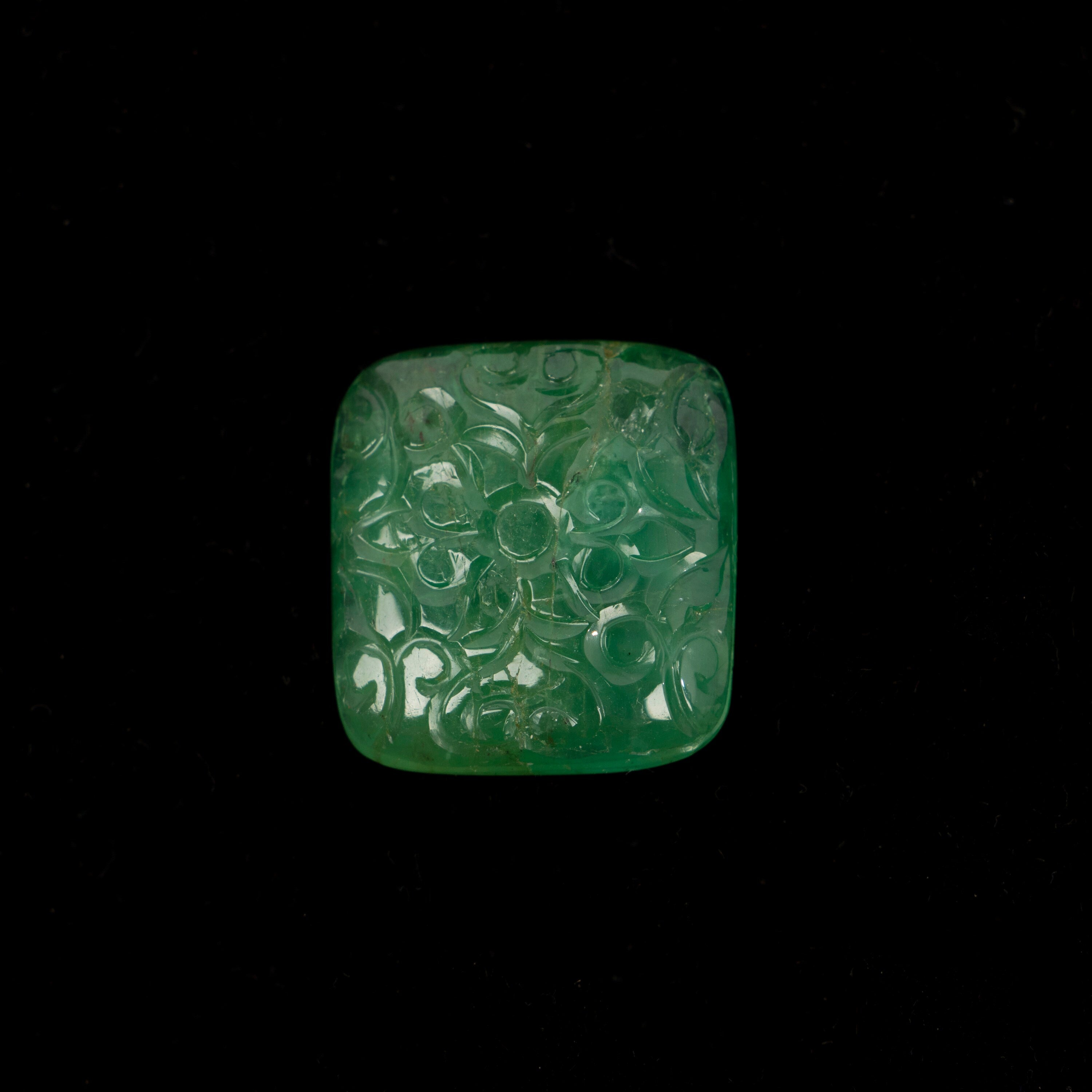 Natural Emerald Fancy Shape Gemstone, Emerald Fancy Carving Loose Gemstone, Emerald Jewelry Making Handmade Carving Gemstone