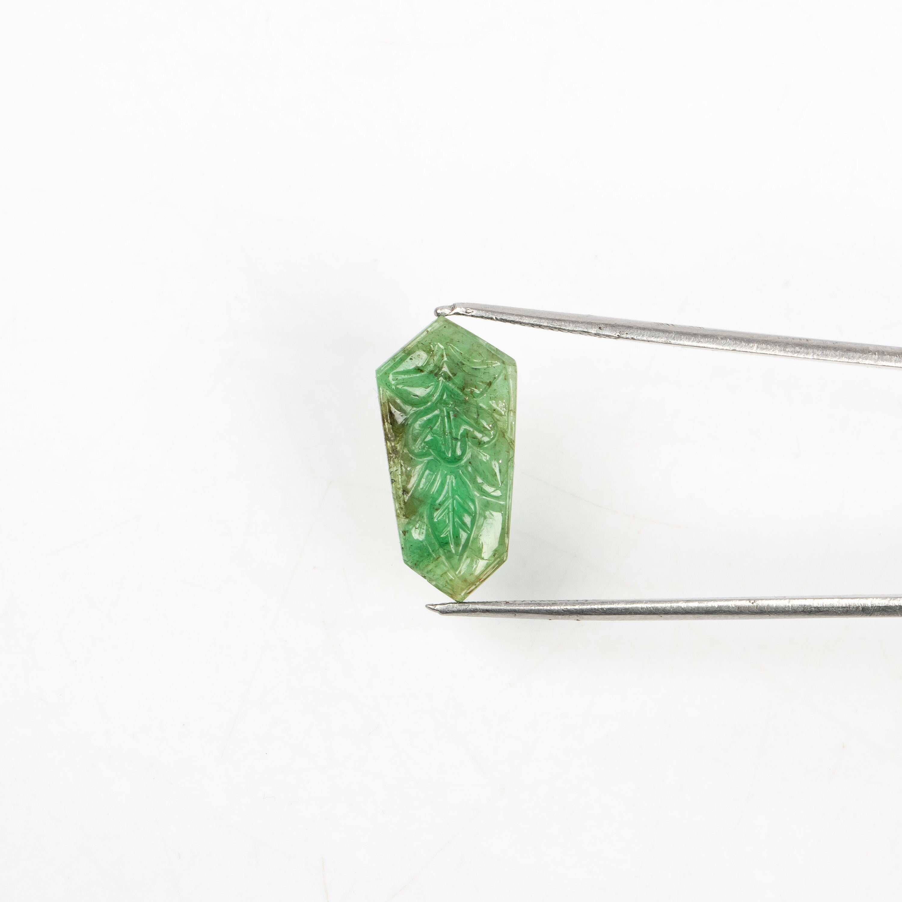 Natural Emerald Fancy Shape Gemstone, Emerald Fancy Carving Loose Gemstone, Emerald Jewelry Making Handmade Carving Gemstone SKU 2282