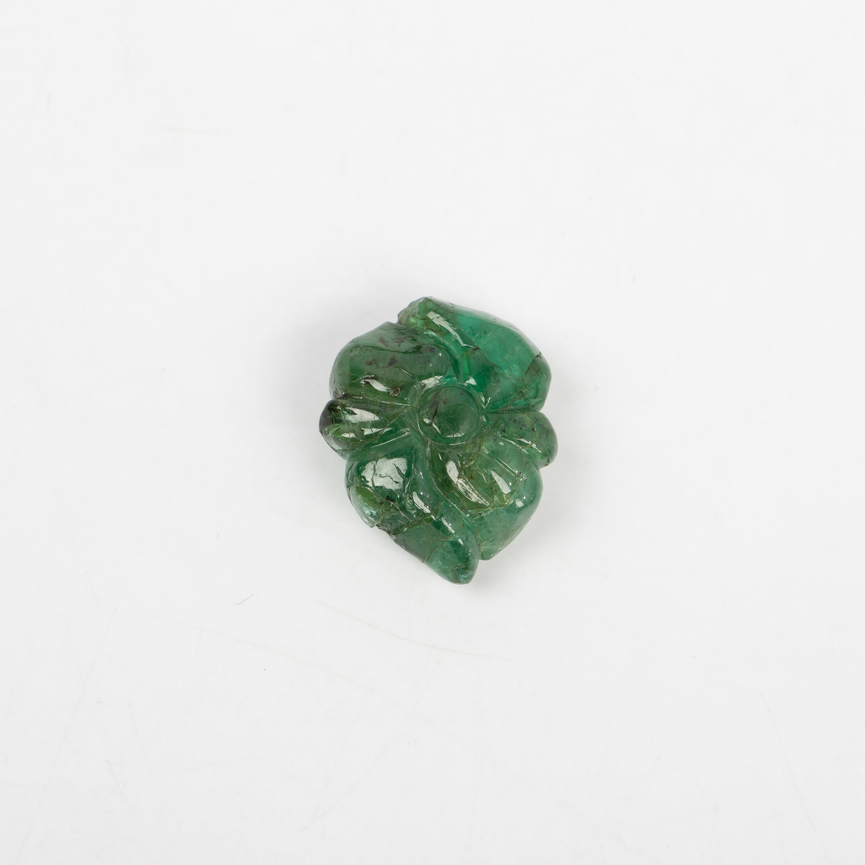 Natural Emerald Flower Shape Gemstone, Emerald Fancy Carving Loose Gemstone, Emerald Jewelry Making Handmade Carving Gemstone