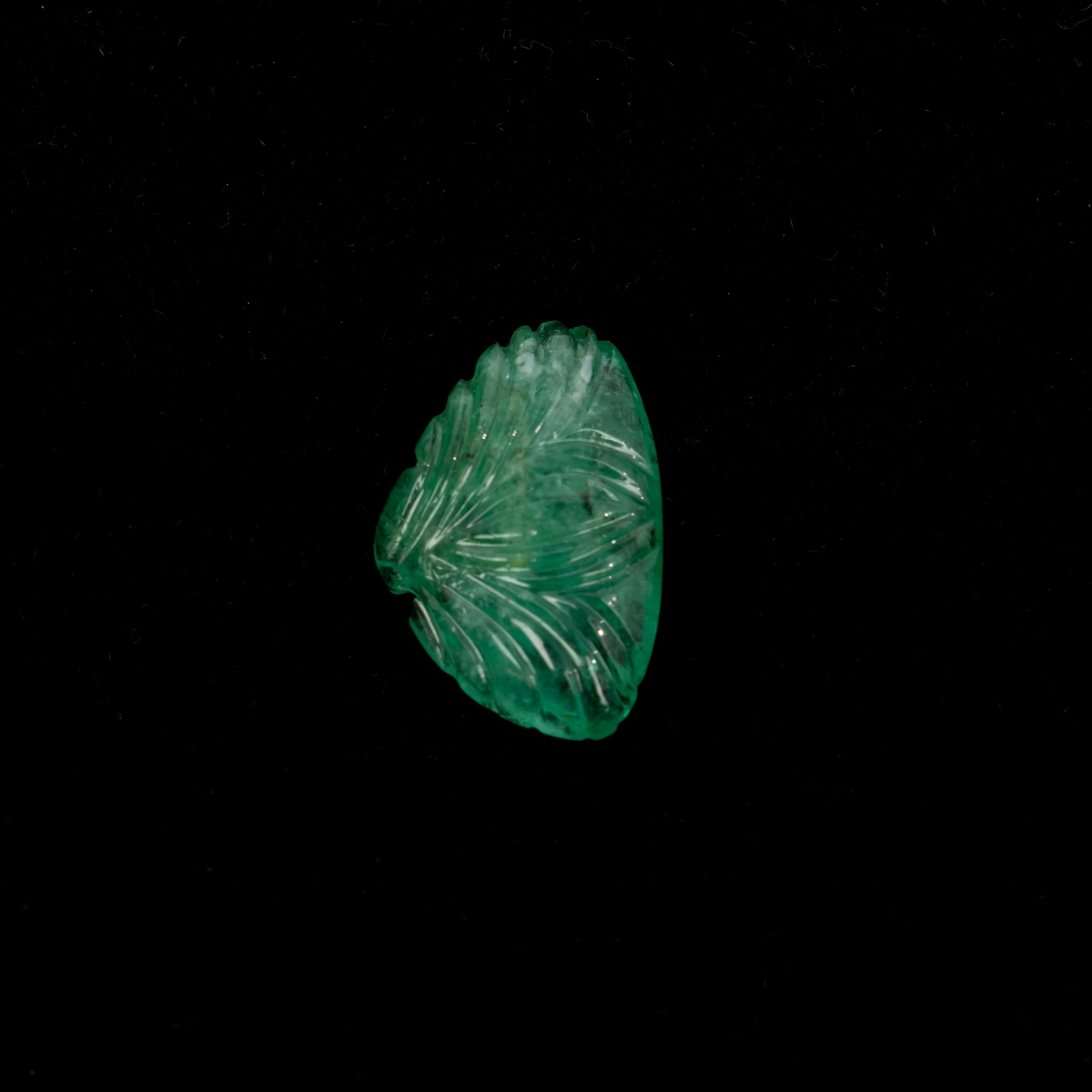 Natural Emerald Fancy Shape Gemstone, Emerald Fancy Carving Loose Gemstone, Emerald Jewelry Making Handmade Carving Gemstone