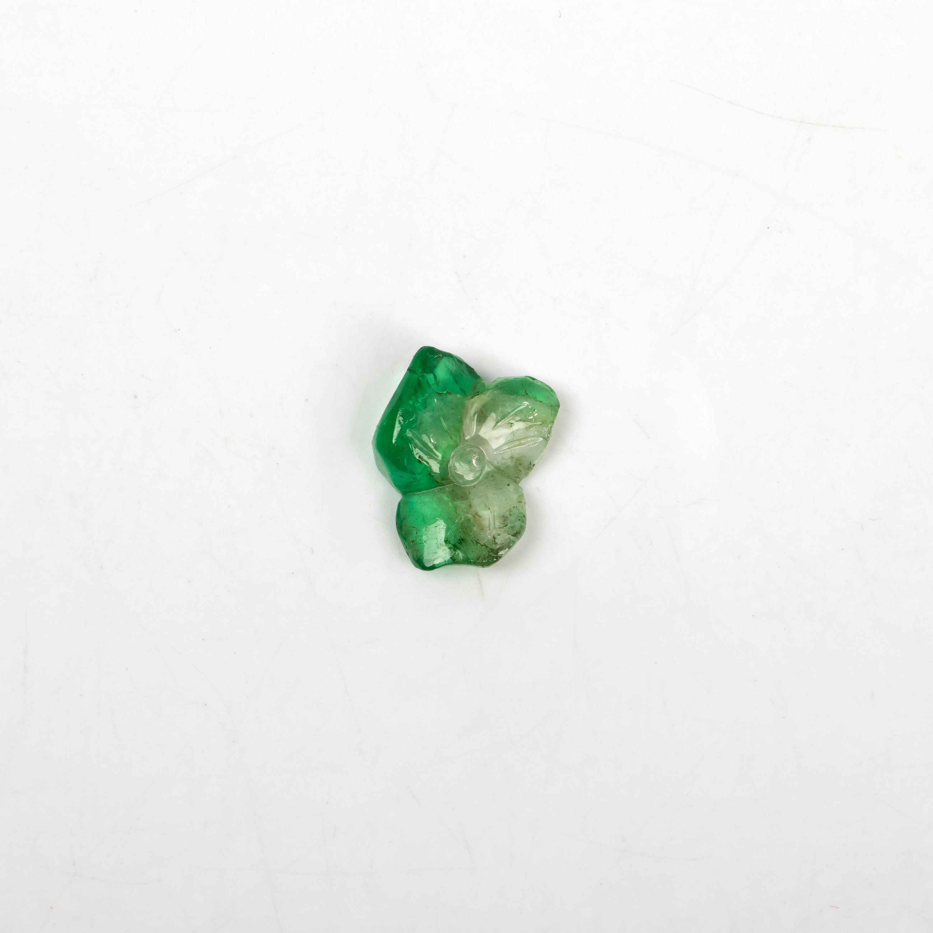 Natural Emerald Flower Shape Gemstone, Emerald Fancy Carving Loose Gemstone, Emerald Jewelry Making Handmade Carving Gemstone