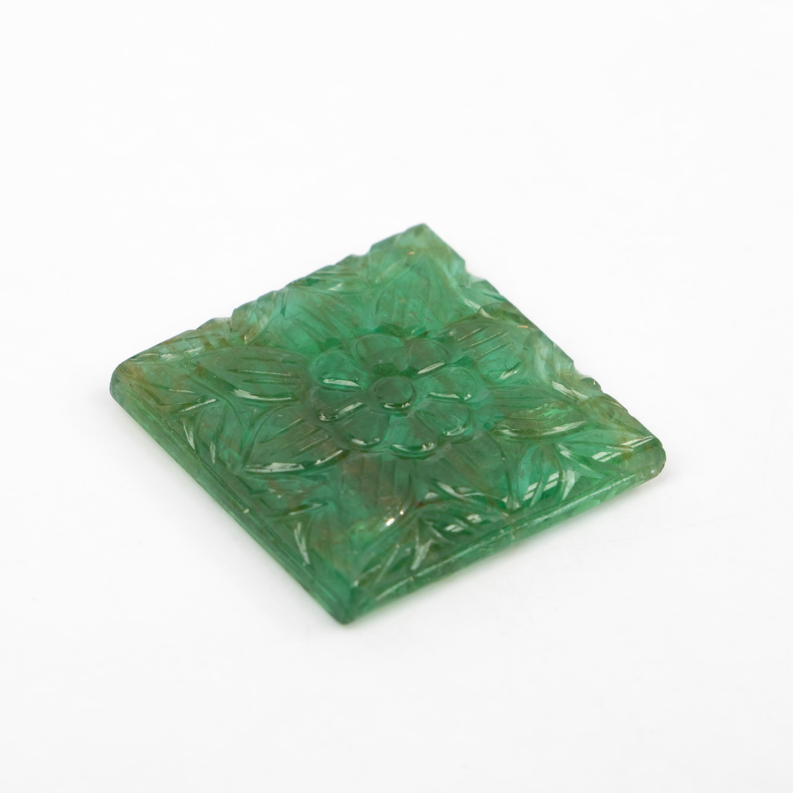Natural Emerald Fancy Shape Gemstone, Emerald Fancy Carving Loose Gemstone, Emerald Jewelry Making Handmade Carving Gemstone