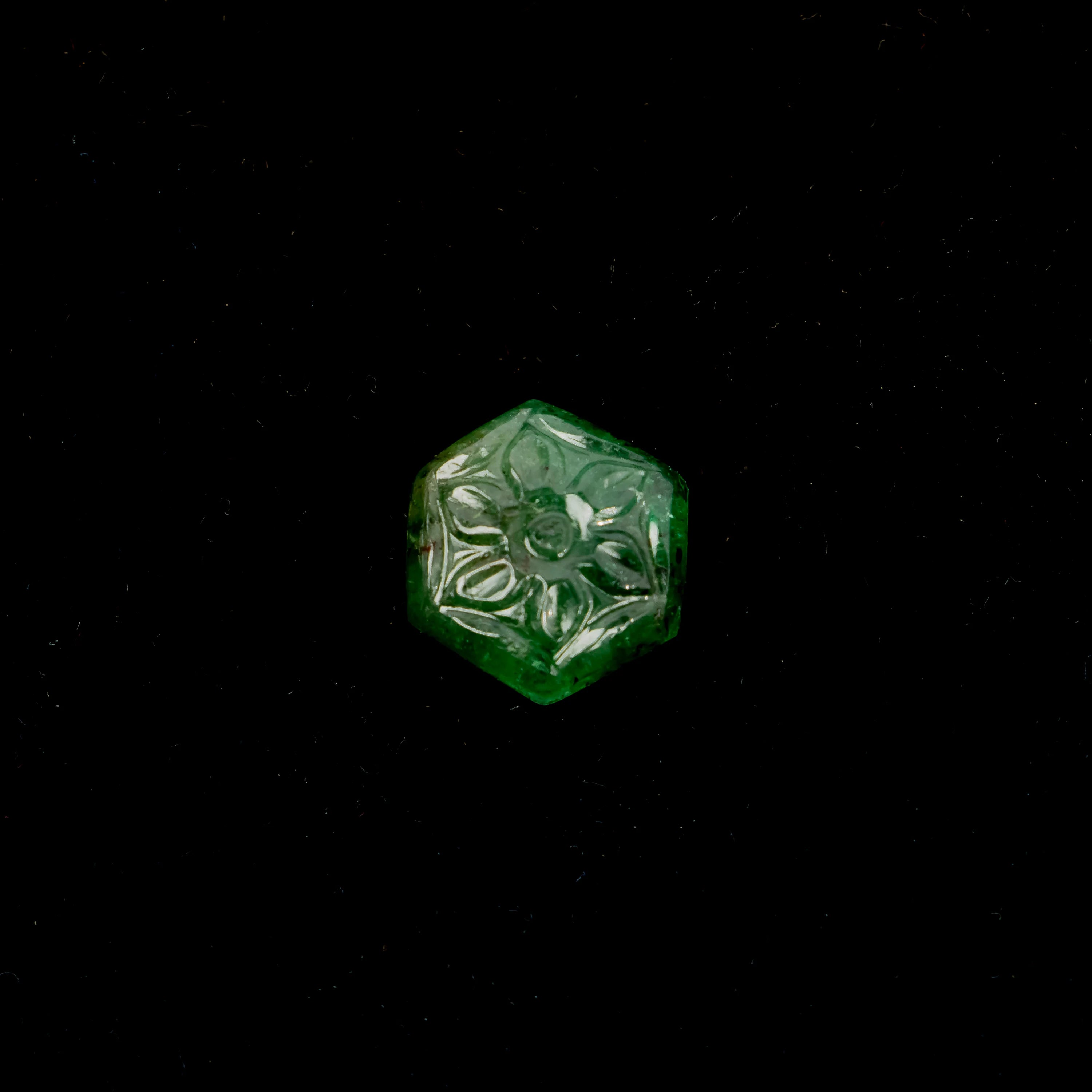 Natural Emerald Six Corner Hexagon Shape Gemstone, Emerald Fancy Carving Loose Gemstone, Jewelry Making Handmade Carving Gemstone