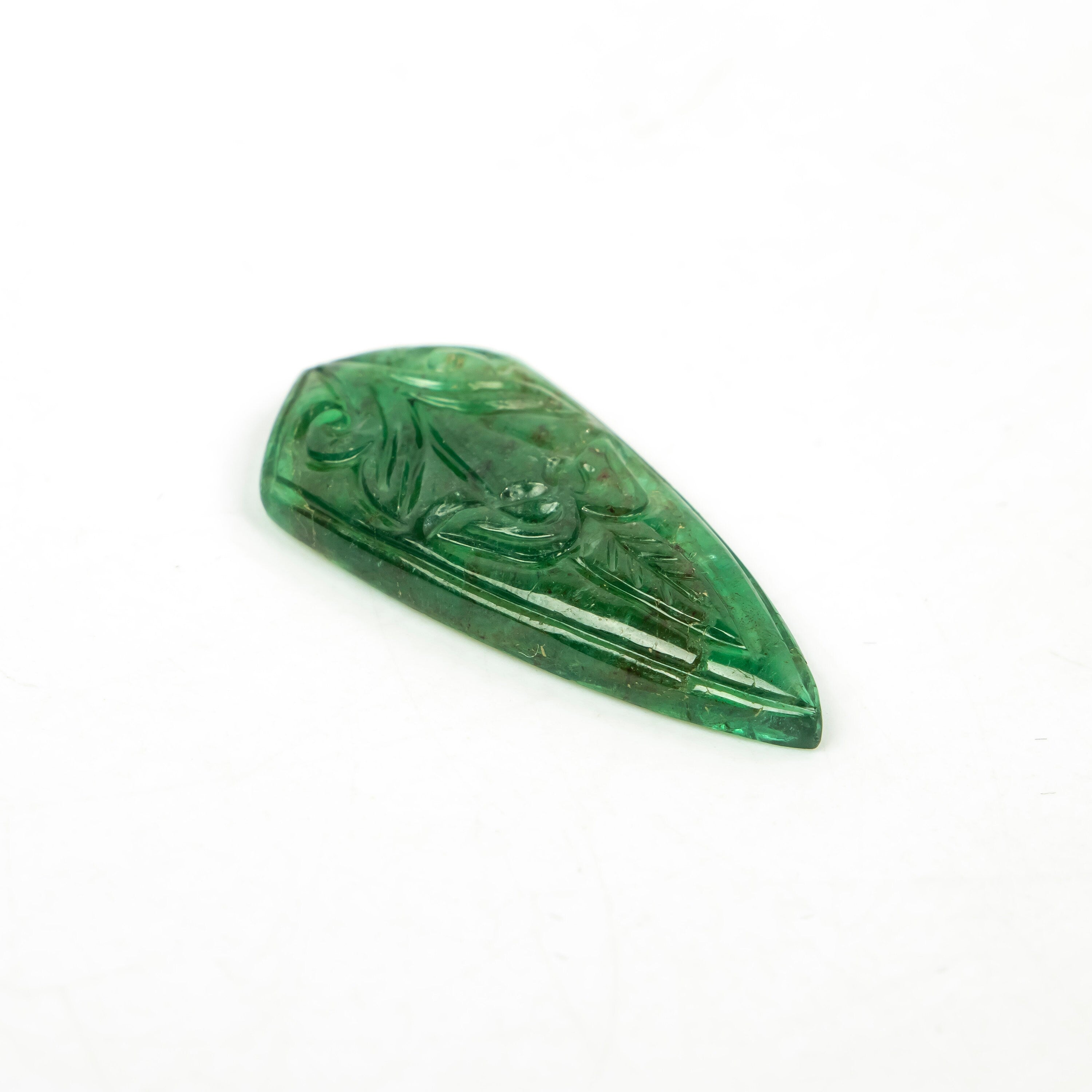 Natural Emerald Four Corner Fancy Shape Gemstone, Emerald Fancy Carving Loose Gemstone, Jewelry Making Handmade Carving Gemstone