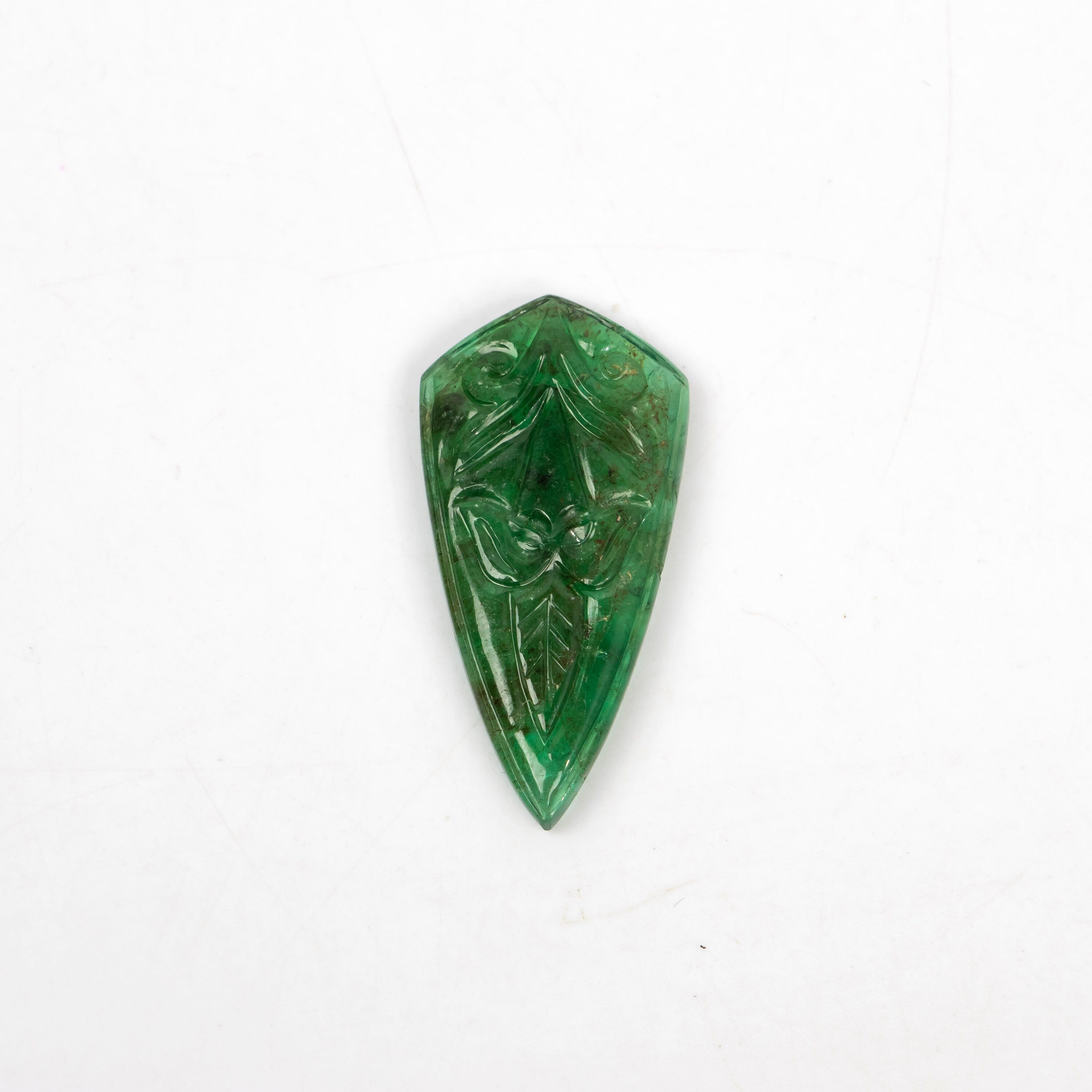 Natural Emerald Four Corner Fancy Shape Gemstone, Emerald Fancy Carving Loose Gemstone, Jewelry Making Handmade Carving Gemstone