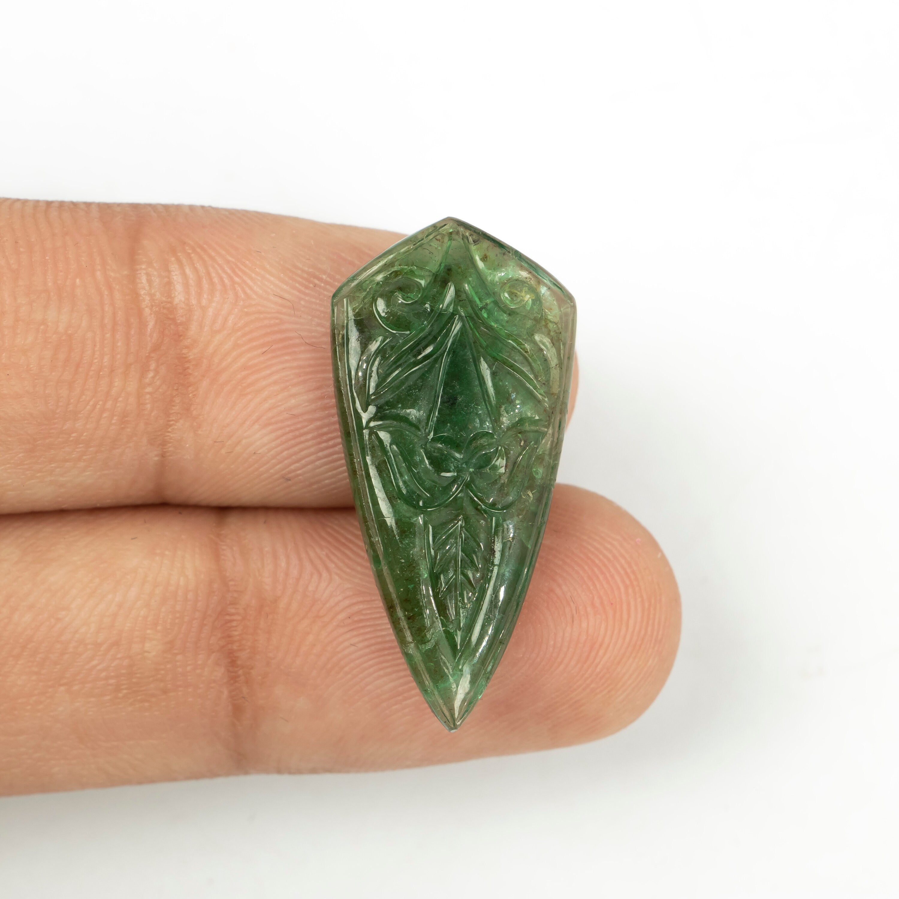 Natural Emerald Four Corner Fancy Shape Gemstone, Emerald Fancy Carving Loose Gemstone, Jewelry Making Handmade Carving Gemstone