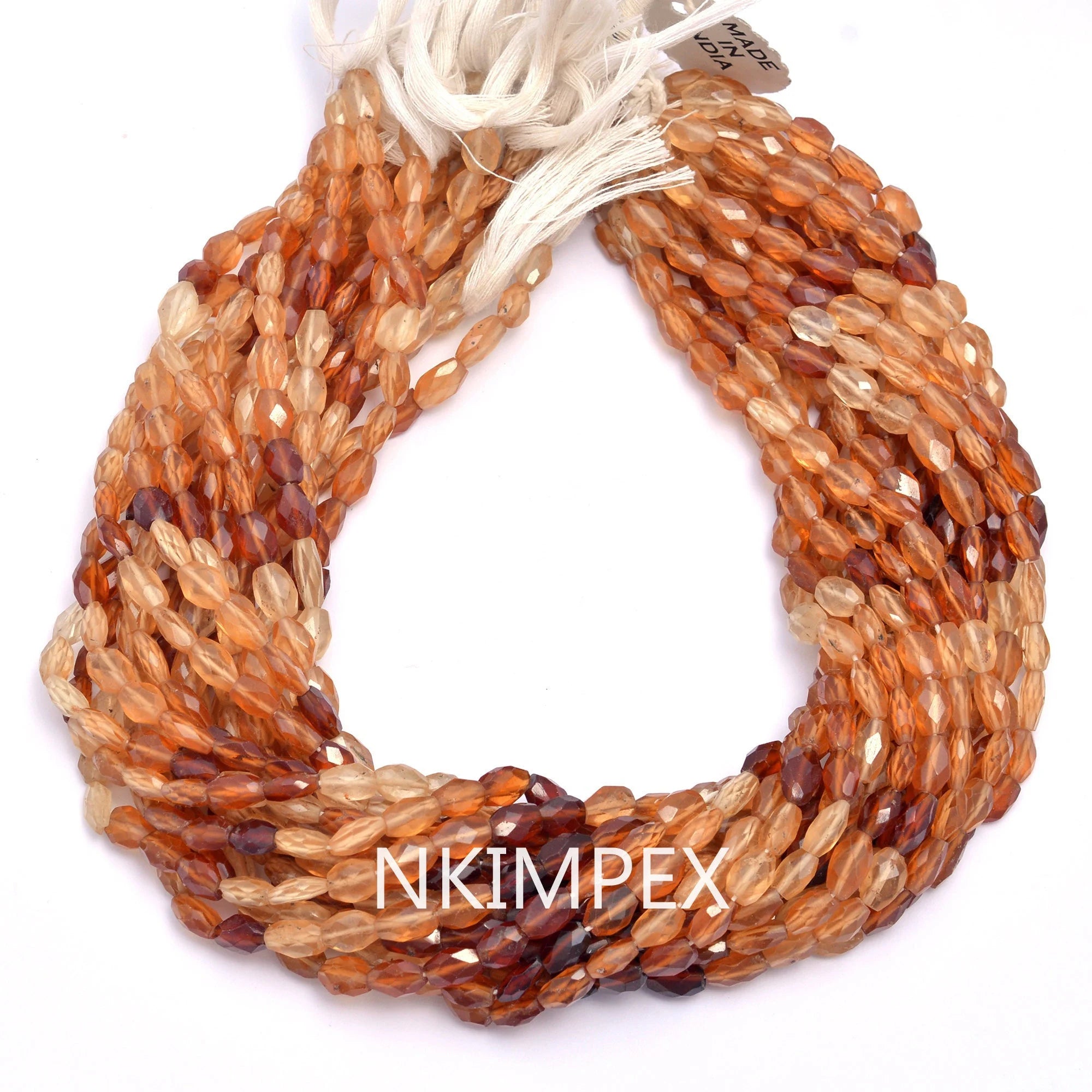 Natural Hessonite Garnet Faceted Oval Beads, 5x7 To 6x8 mm, 14 Inches, (SKU020)