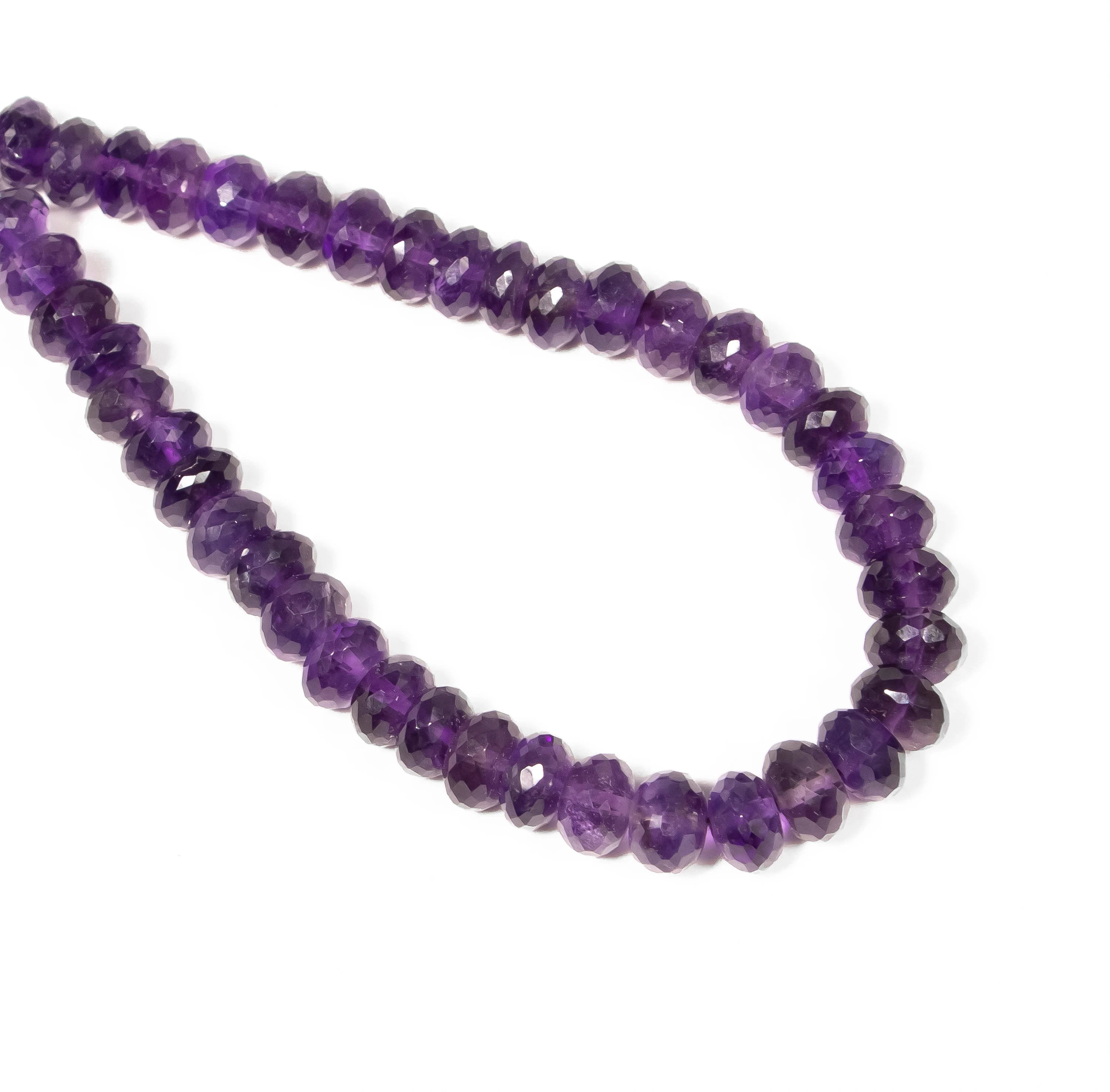 Natural Amethyst Faceted Rondelle Gemstone Beads, Unique Handmade Jewelry, Purple Amethyst Beads, SKU2329