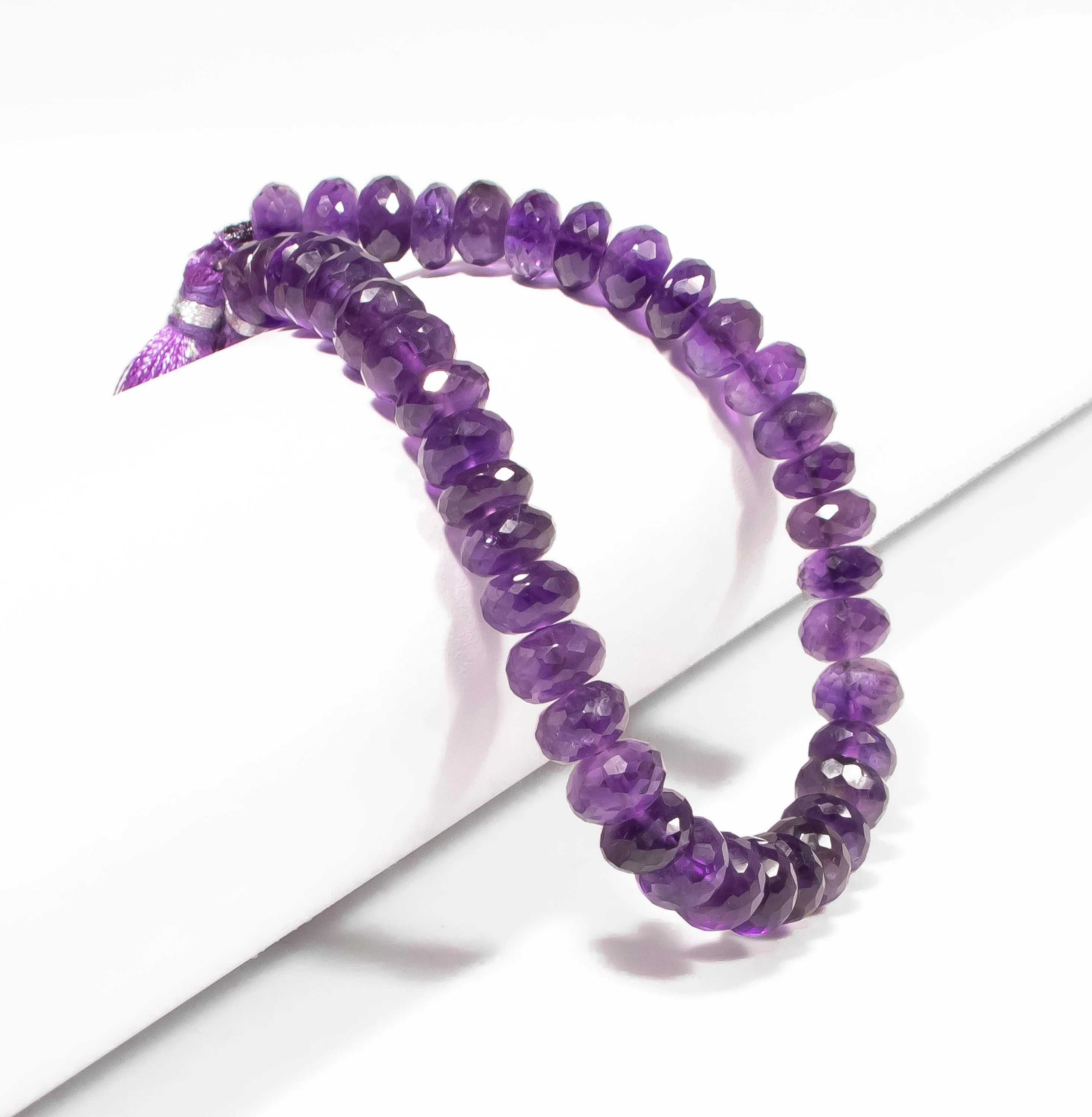 Natural Amethyst Faceted Rondelle Gemstone Beads, Unique Handmade Jewelry, Purple Amethyst Beads, SKU2329