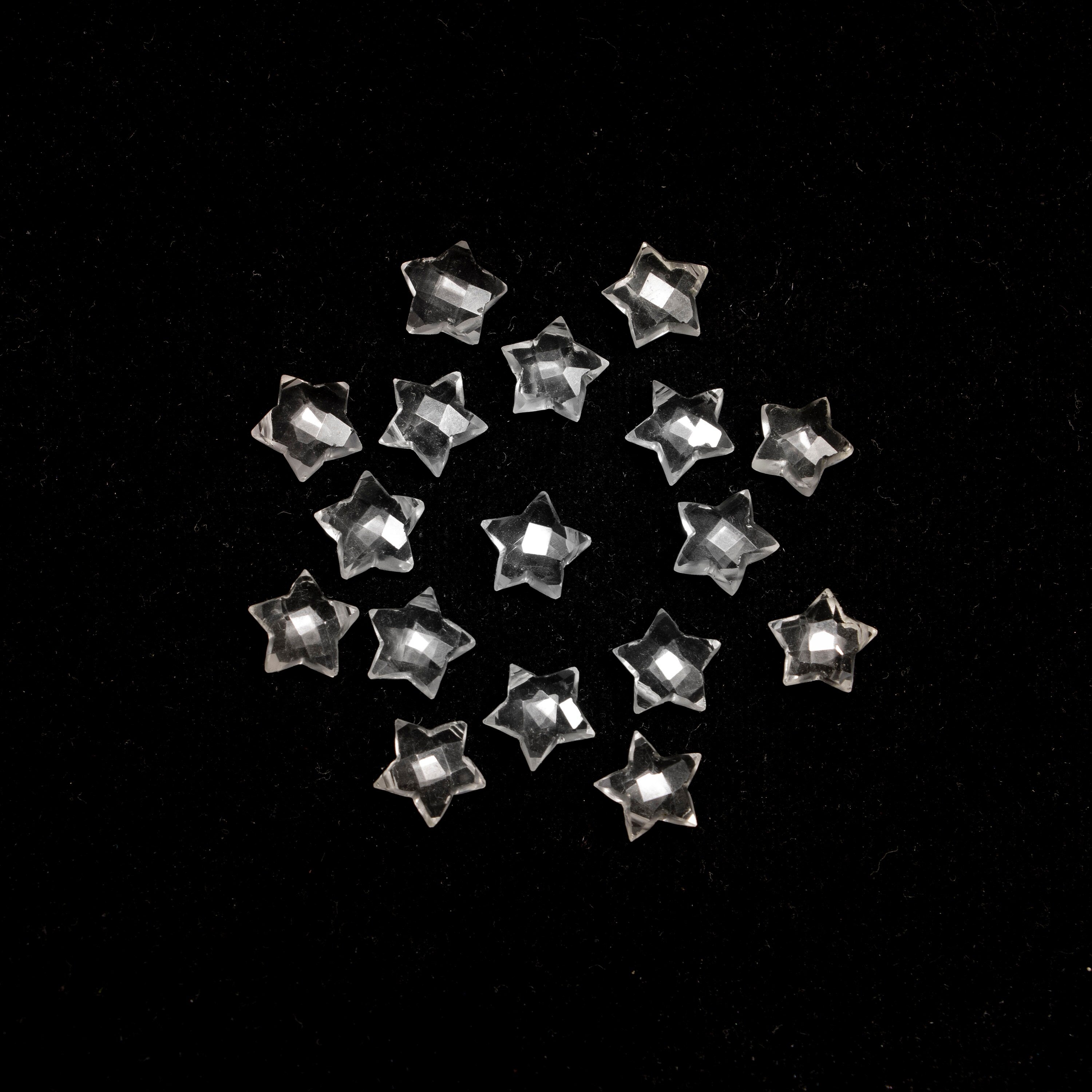 Healing Crystal Quartz Star, 9 to 10 mm Faceted Star Quartz Crystal Jewelry Making Gemstone, SKU2397