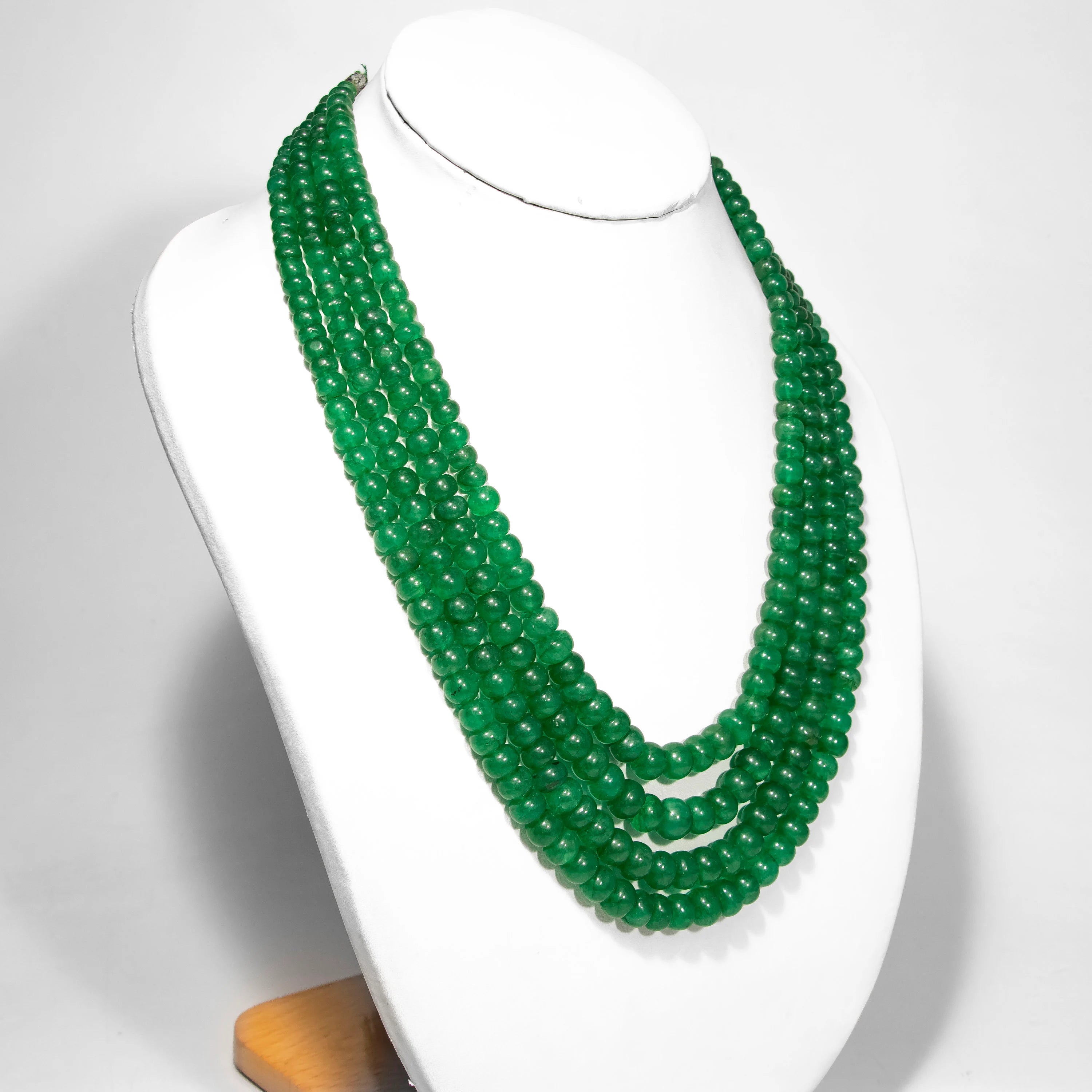 Unique Beads Necklace, Emerald Beads Necklace, Green Quartz Smooth Beads Necklace, SKU2310