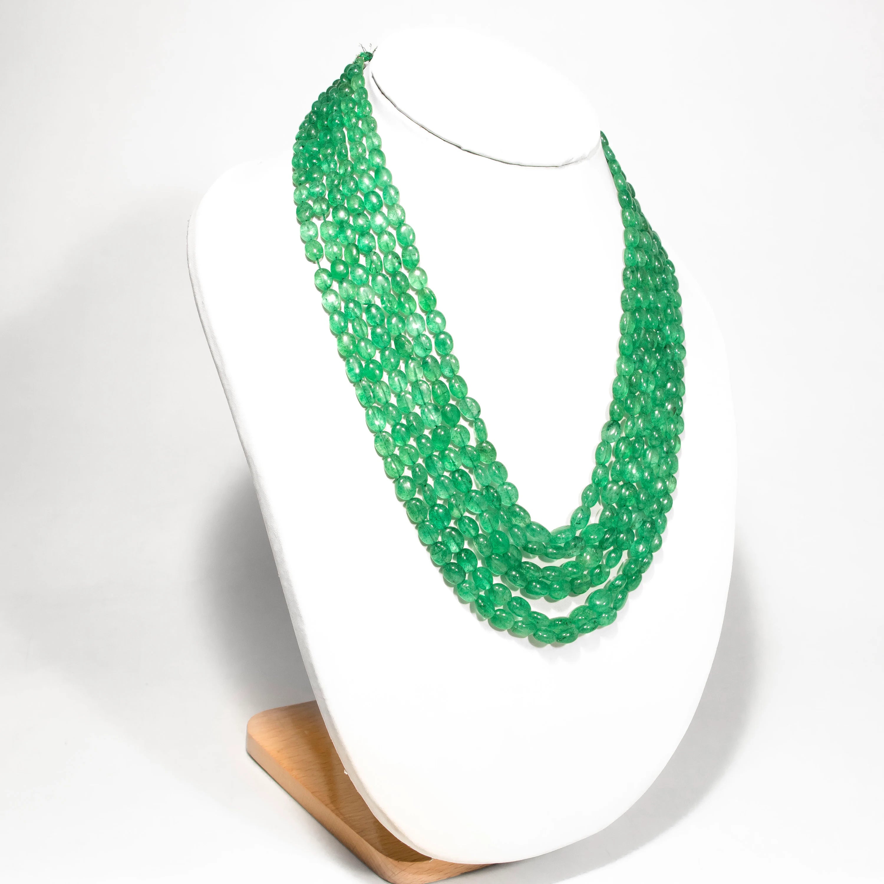 Emerald Color Quartz Smooth Oval Beads Necklace, Emerald Color Quartz Necklace, Plain Beads Necklace, Jewelry Making Beads Necklace