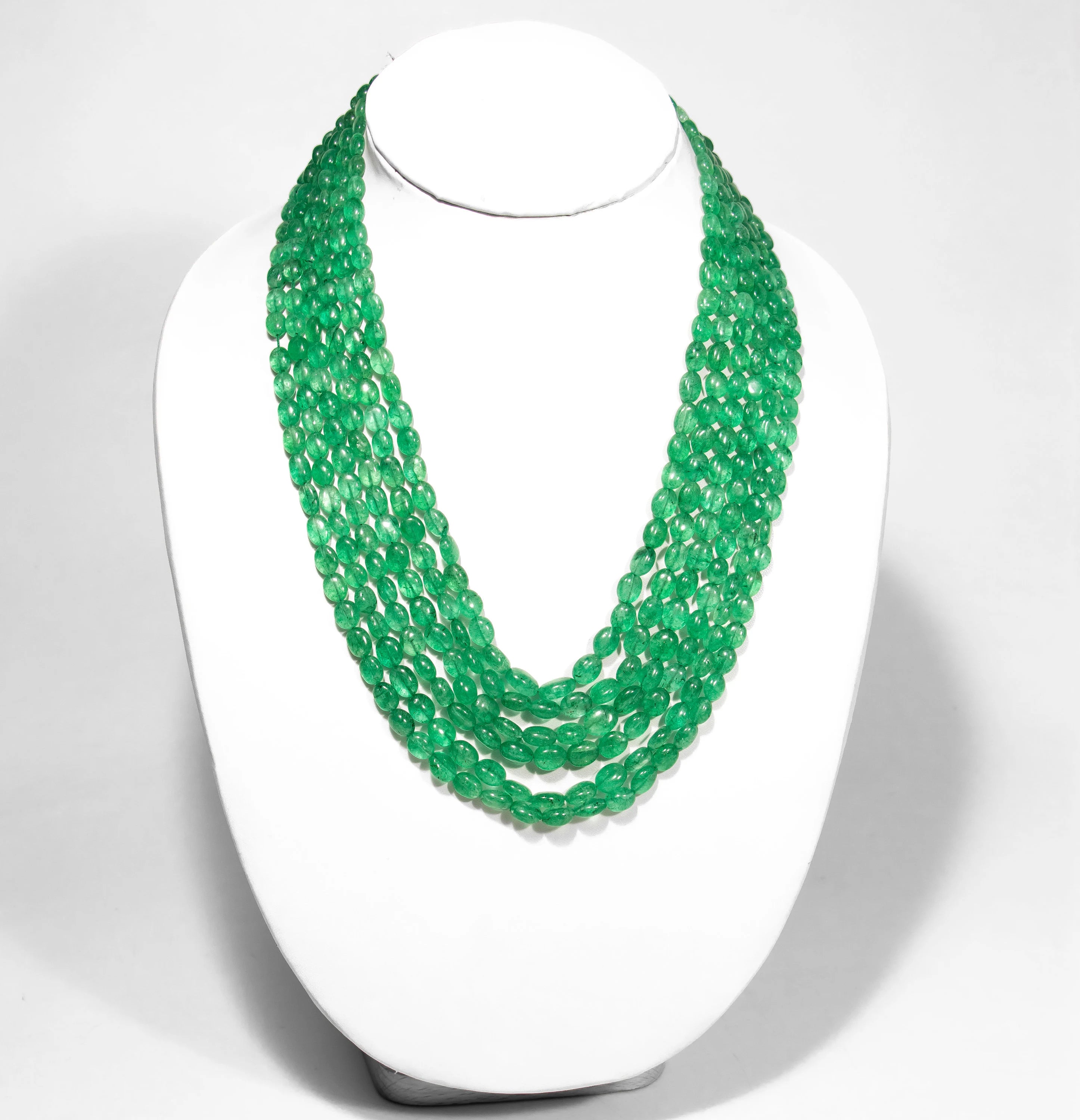 Emerald Color Quartz Smooth Oval Beads Necklace, Emerald Color Quartz Necklace, Plain Beads Necklace, Jewelry Making Beads Necklace