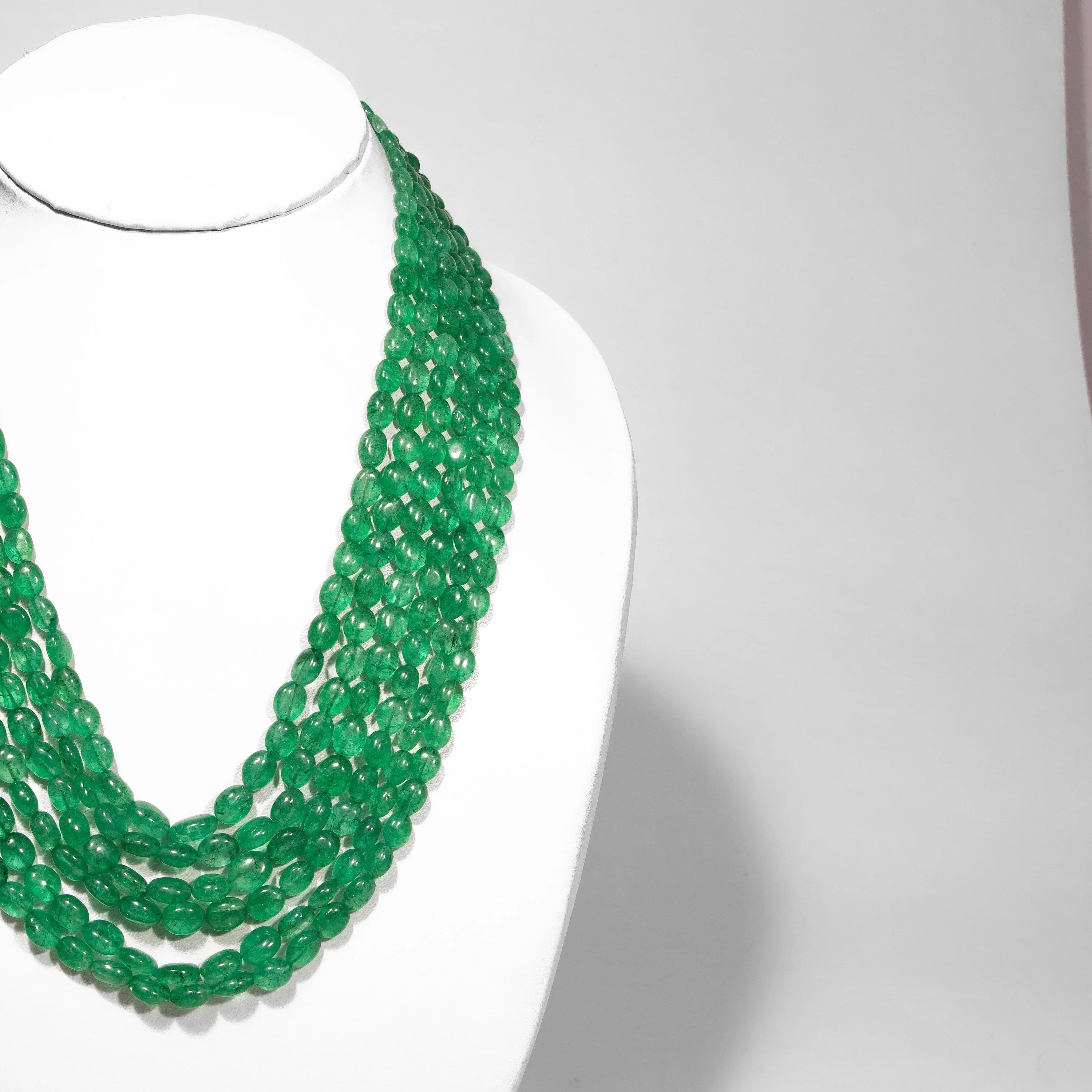 Emerald Color Quartz Smooth Oval Beads Necklace, Emerald Color Quartz Necklace, Plain Beads Necklace, Jewelry Making Beads Necklace