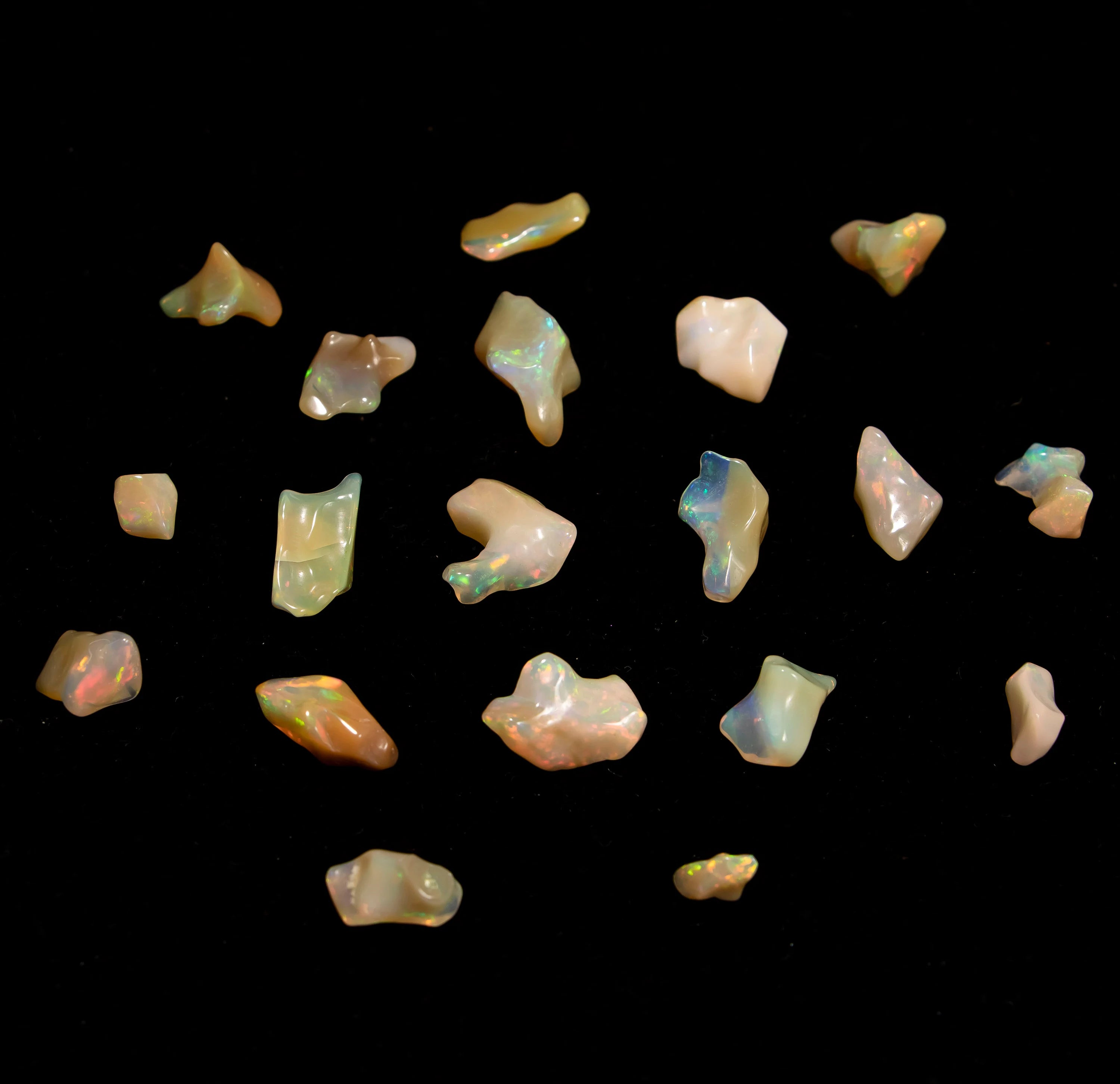 Ethiopian Opal Smooth Unshaped Free Forms Rough Gemstone, 3.5x6 mm To 10x19 mm, 19 Piece, SKU2340