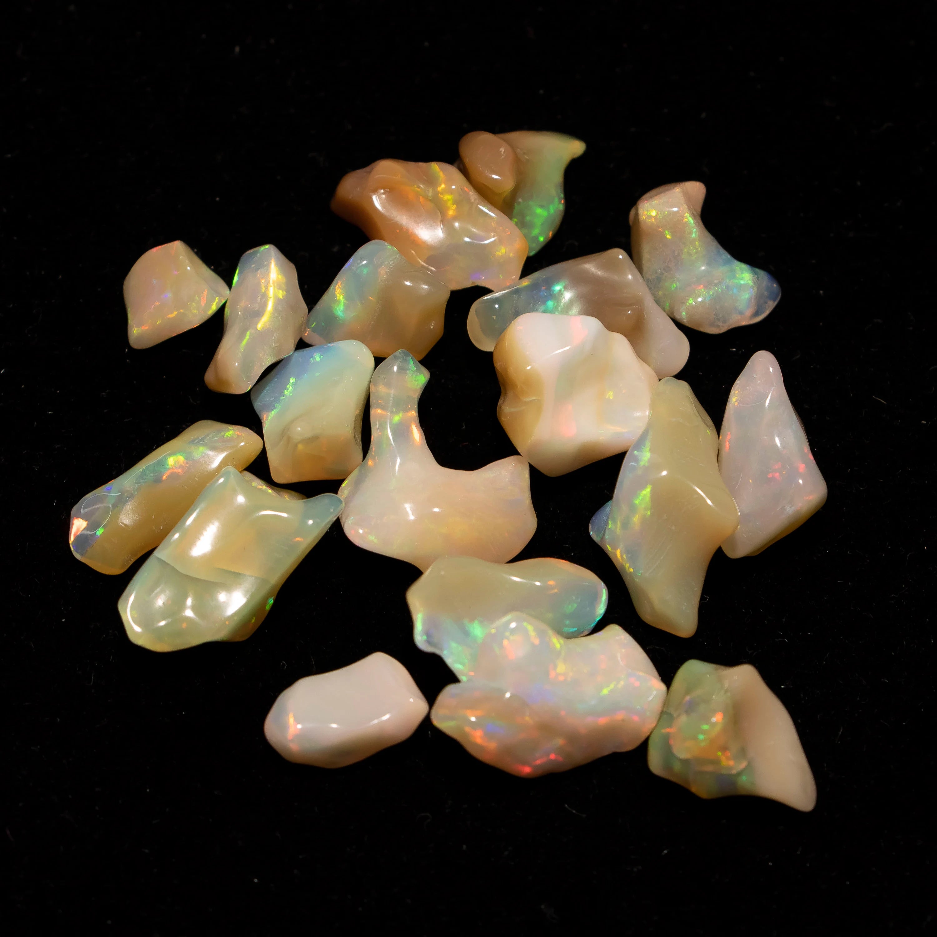 Ethiopian Opal Smooth Unshaped Free Forms Rough Gemstone, 3.5x6 mm To 10x19 mm, 19 Piece, SKU2340