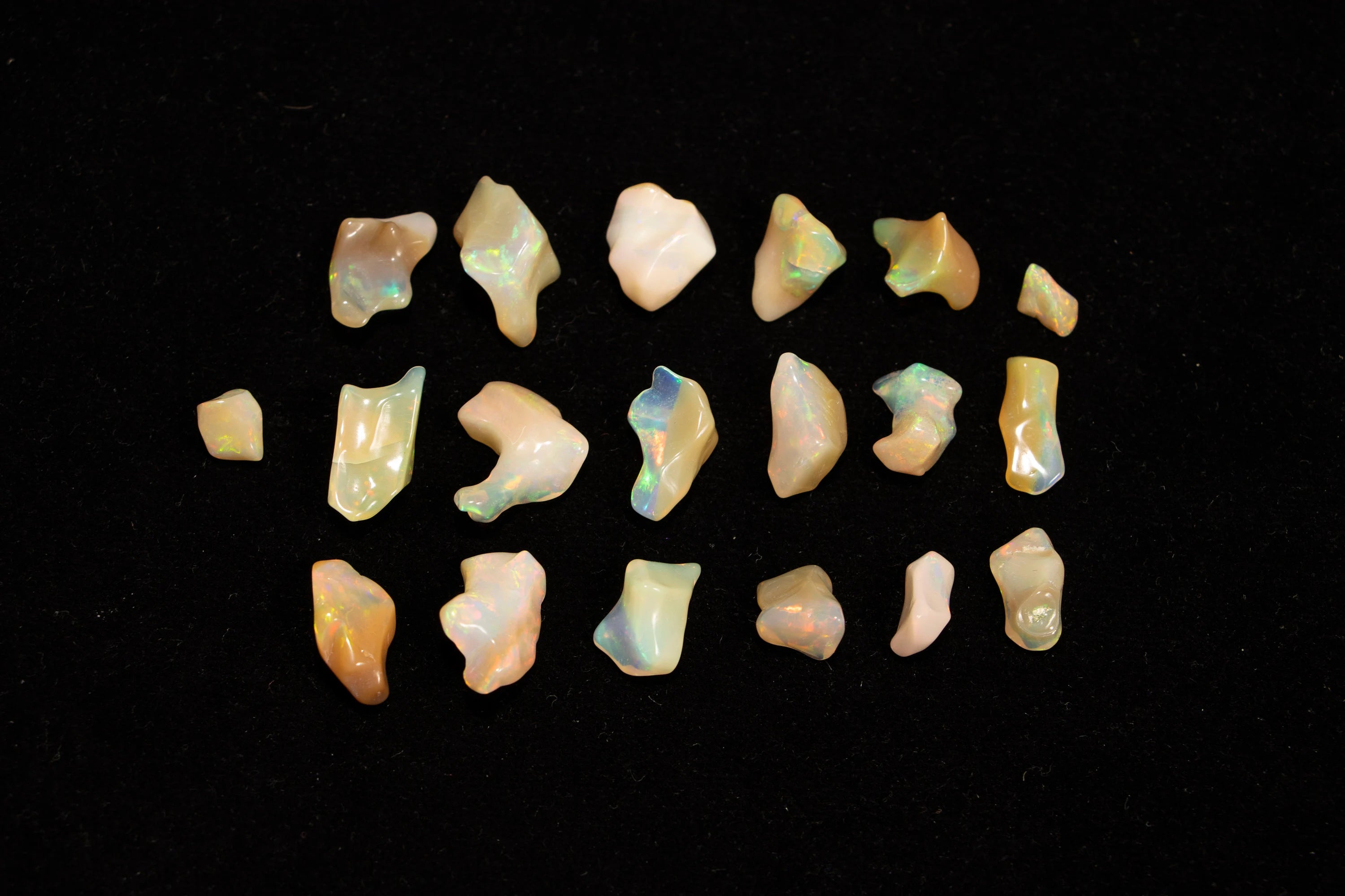 Ethiopian Opal Smooth Unshaped Free Forms Rough Gemstone, 3.5x6 mm To 10x19 mm, 19 Piece, SKU2340