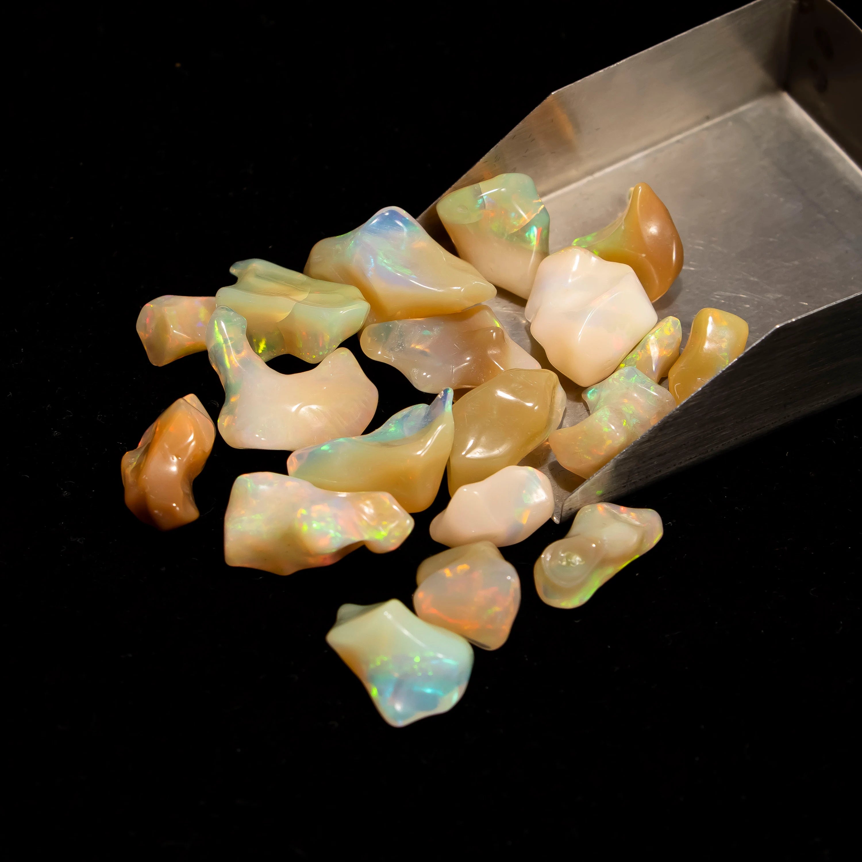 Ethiopian Opal Smooth Unshaped Free Forms Rough Gemstone, 3.5x6 mm To 10x19 mm, 19 Piece, SKU2340