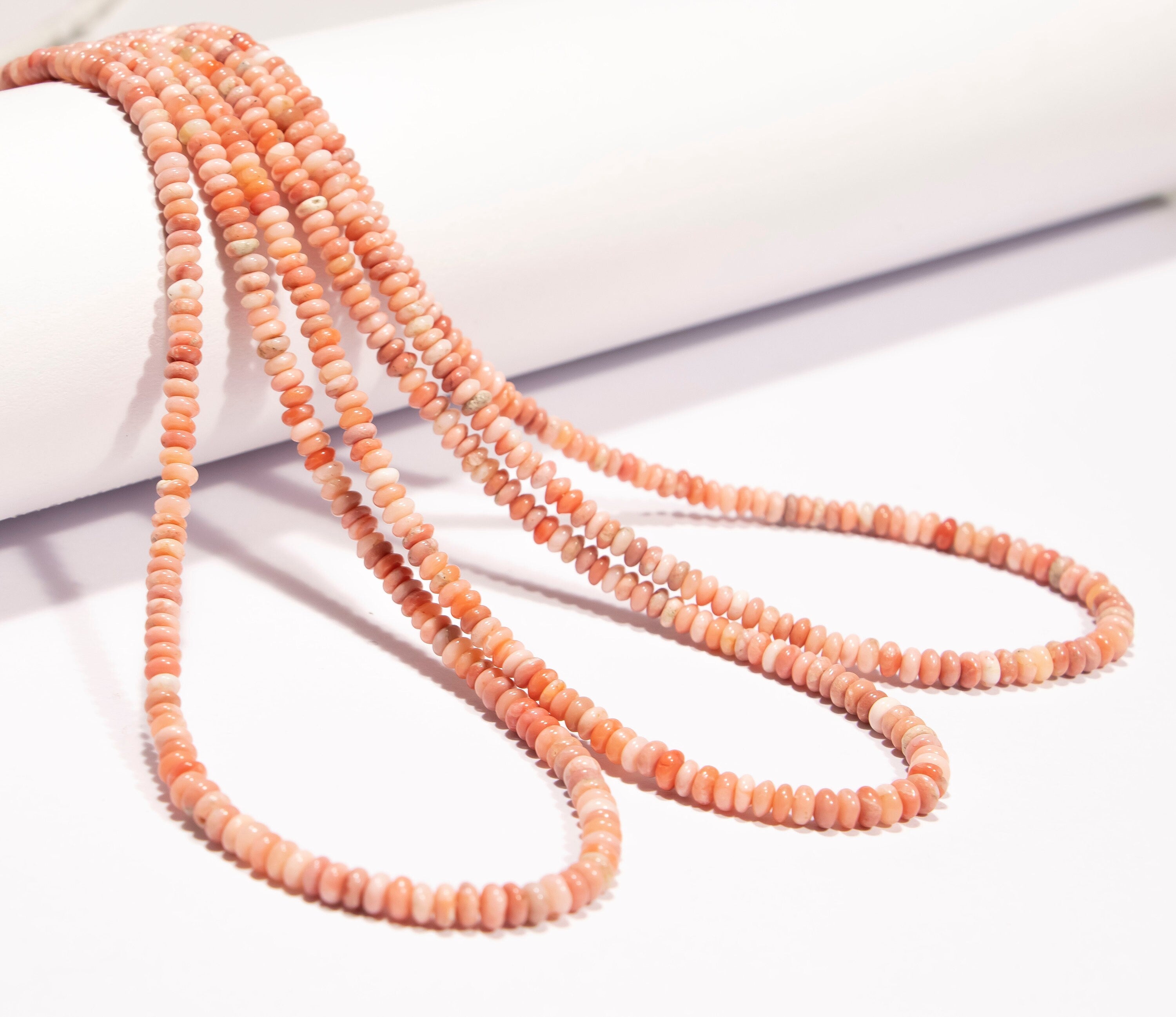Peach Opal Smooth Beads, Natural Opal Rondelle Beads, SKU2202