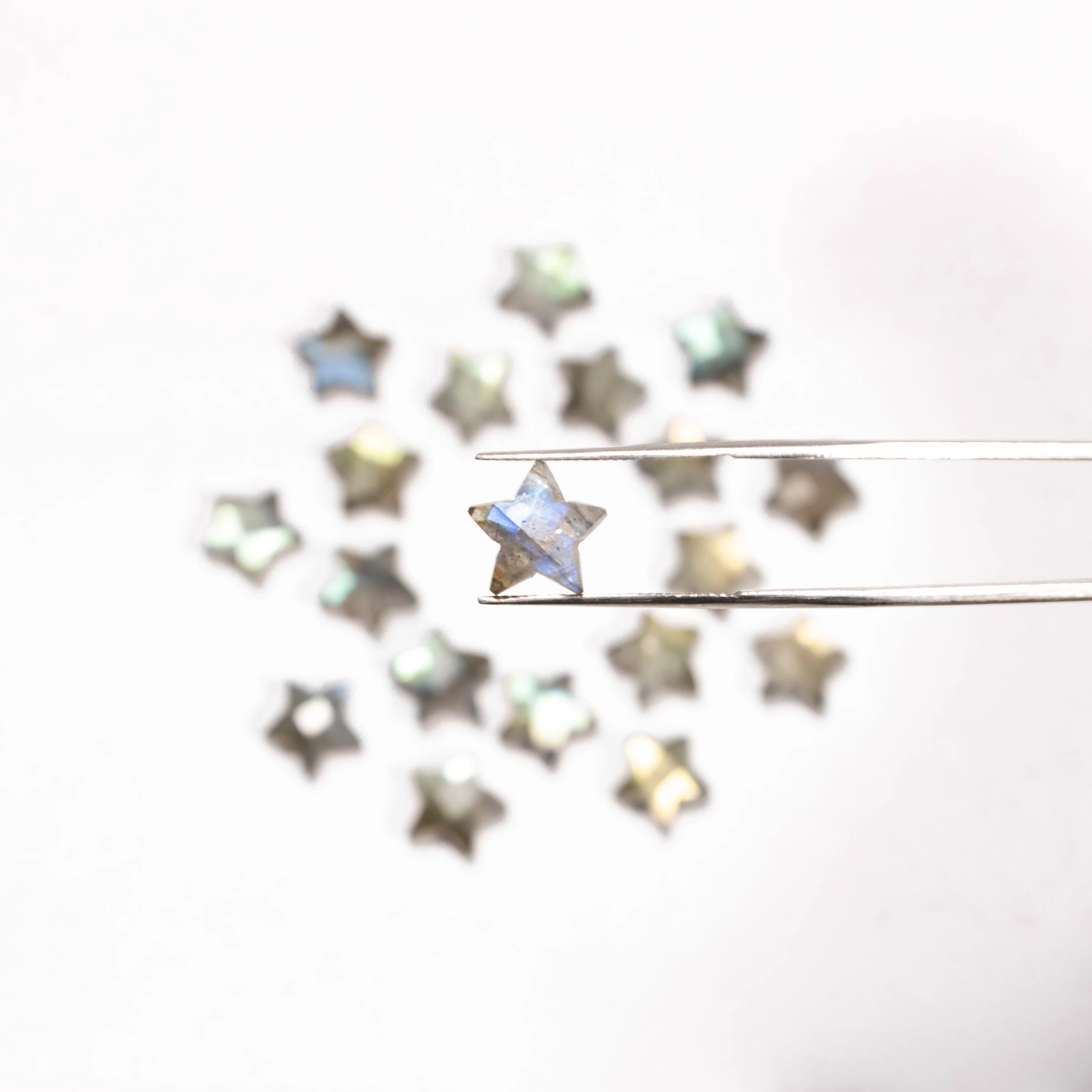 Labradorite Star Beads, Jewelry Making Star Loose Beads, Blue Flash Faceted Star Gemstone, SKU2401