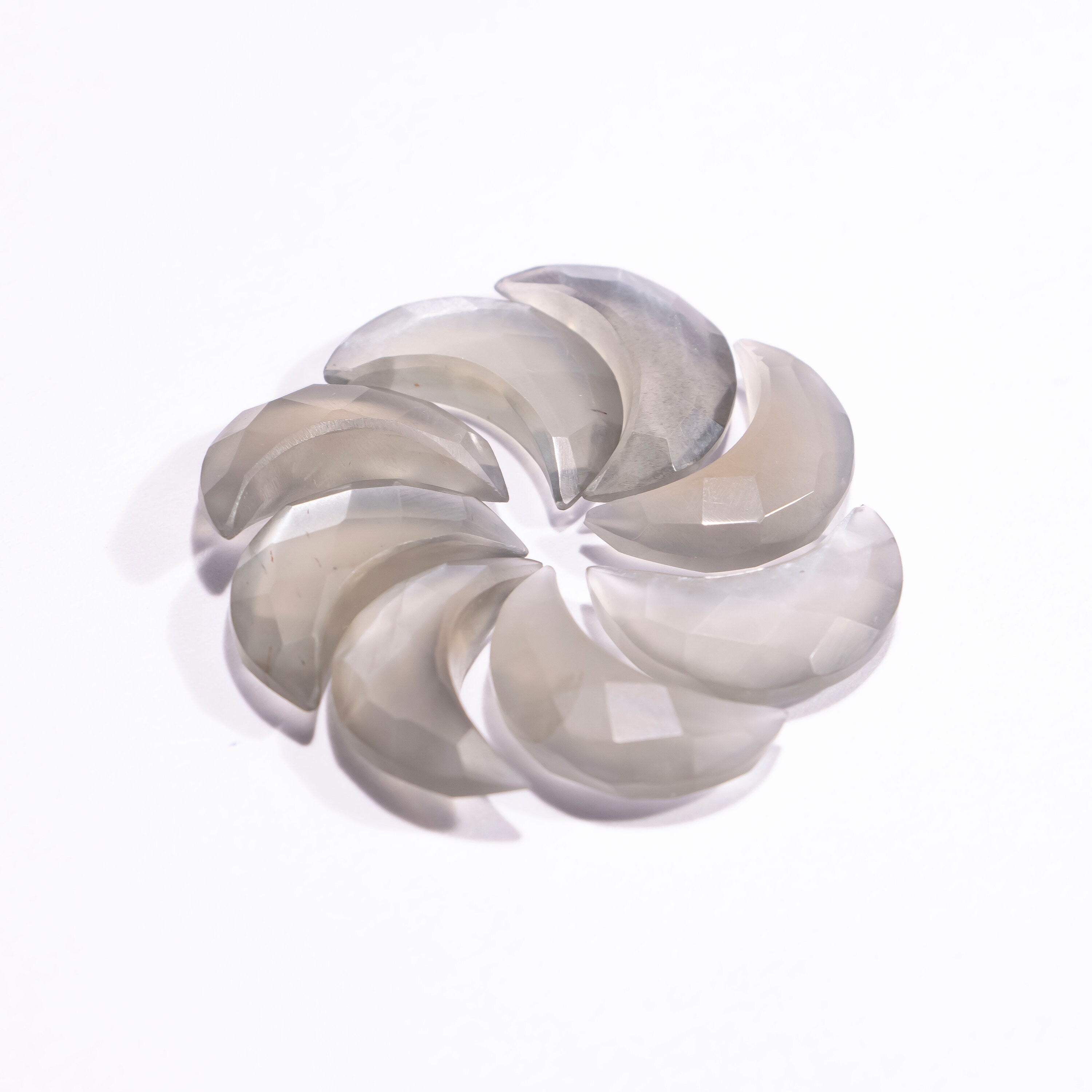 AA Quality Grey moonstone Faceted Crescent Moon Undrilled Gemstone, Grey Moonstone Loose Stone, Moonstone Jewelry Making Gemstone