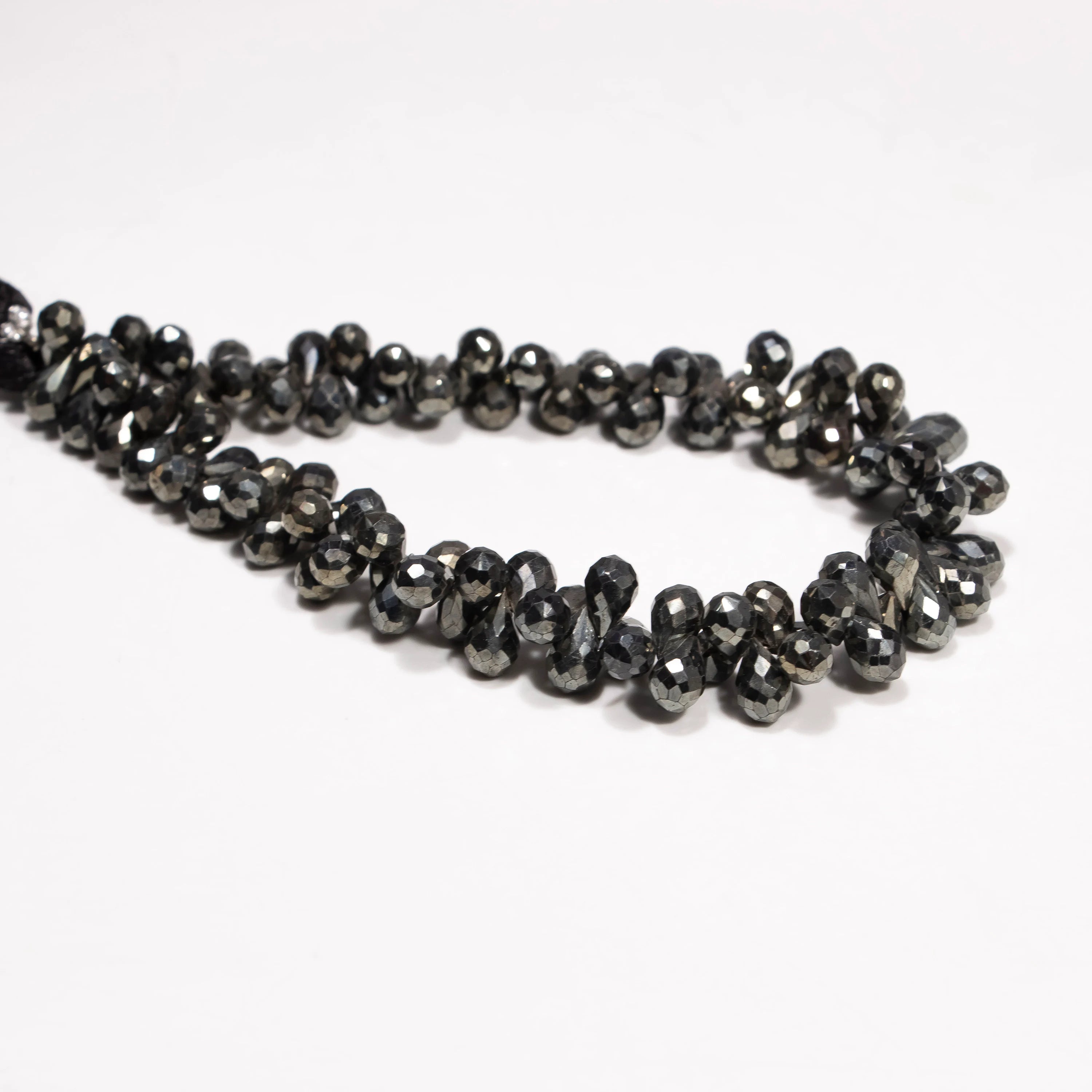 Black Spinel Crystal Golden Coated Metallic Faceted Drops Beads, Black Spinel Coated Drops, Spinel Metallic Drops (SKU 2352)
