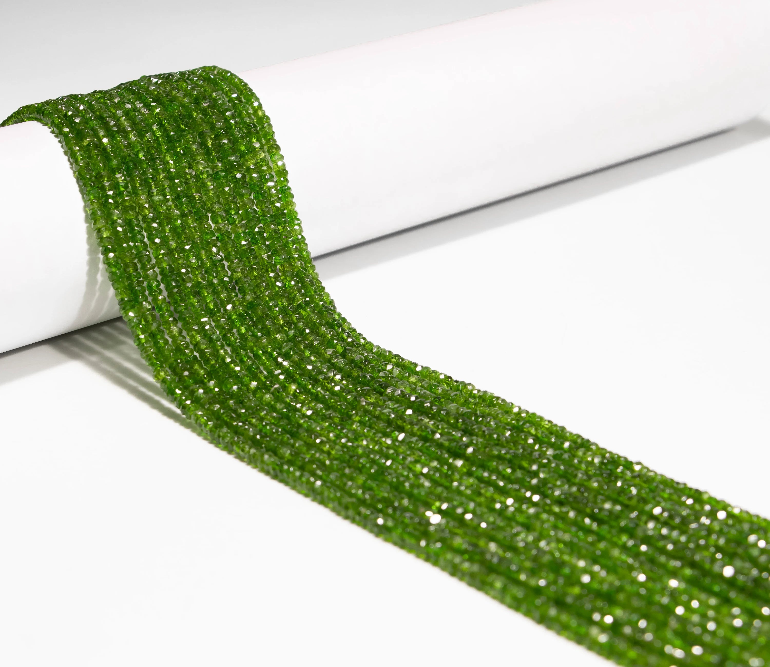 Natural Russian Diopside Faceted Rondelle Beads, 2.5 to 4 mm Beads, SKU2337
