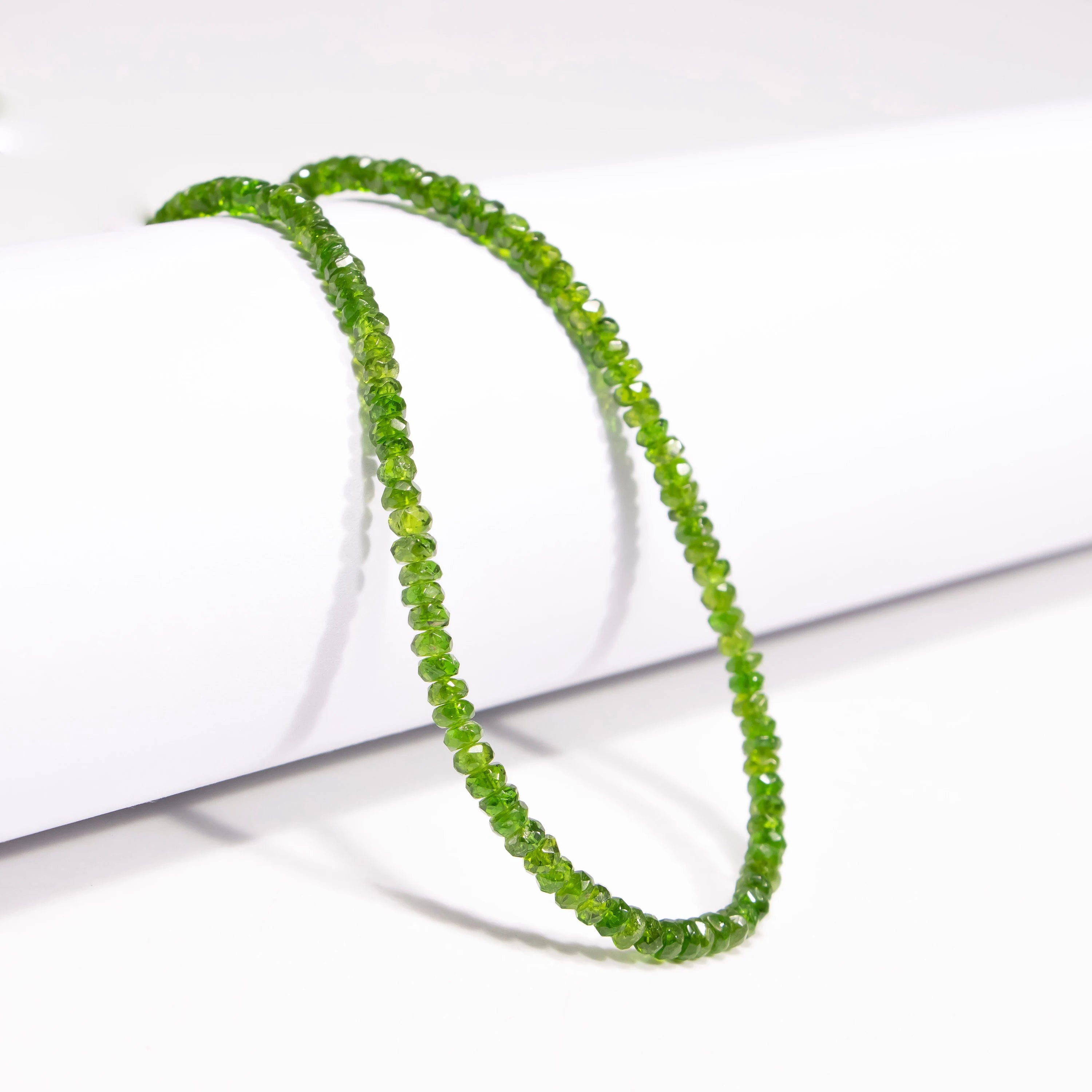 Natural Russian Diopside Faceted Rondelle Beads, 2.5 to 4 mm Beads, SKU2337