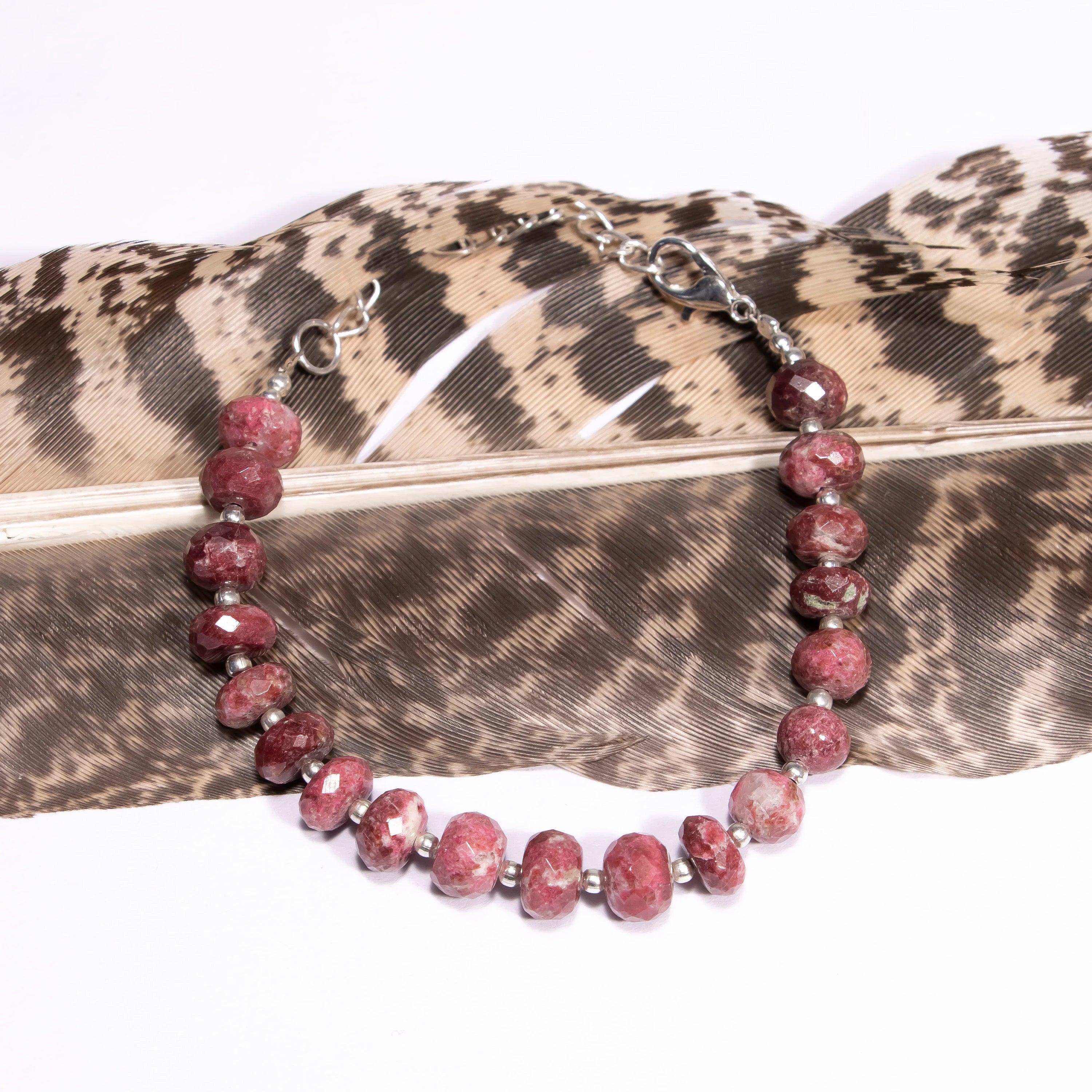 Natural Pink Thulite Faceted Rondelle Bracelet, SKU2429