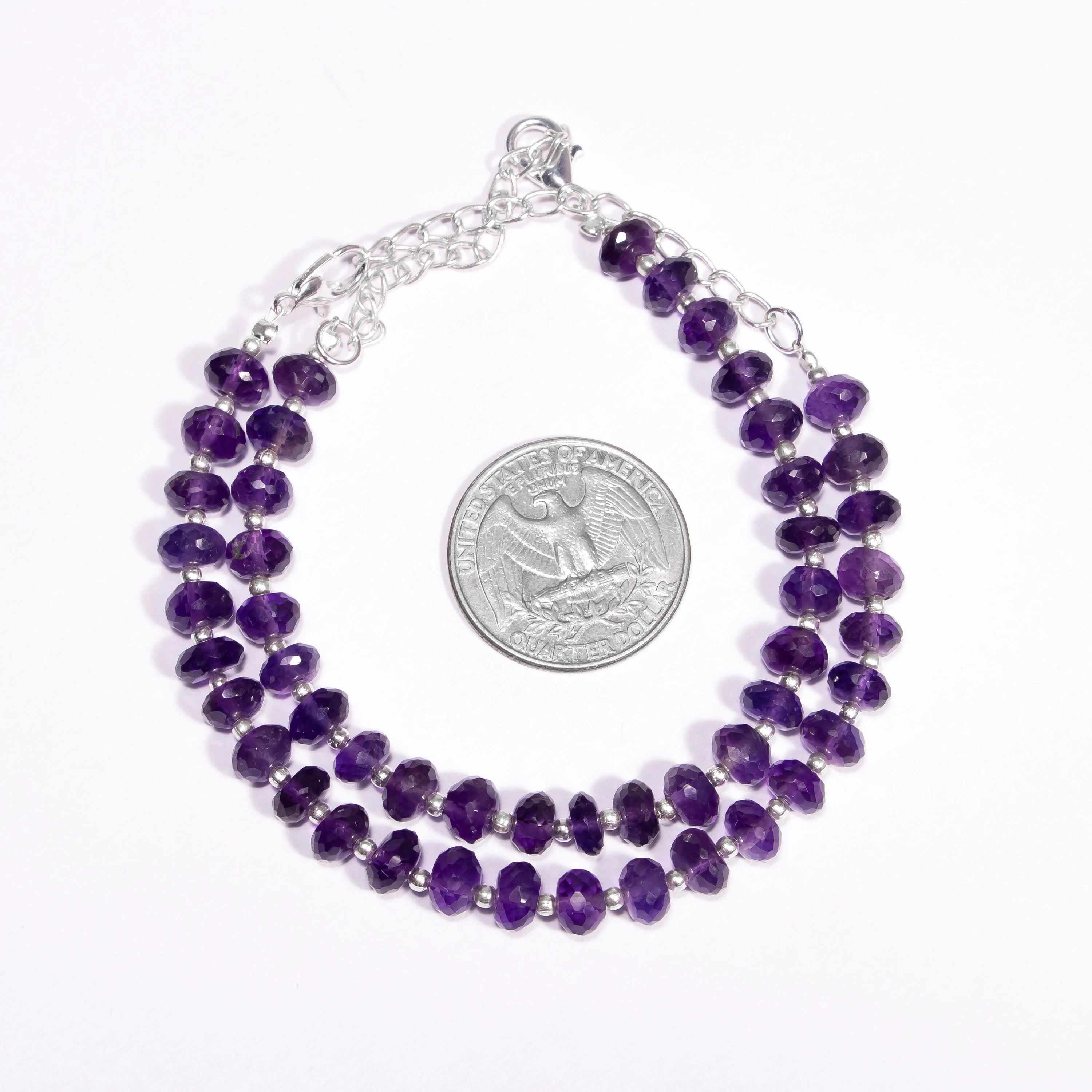 Natural Amethyst Faceted Rondelle Bracelet, SKU2428