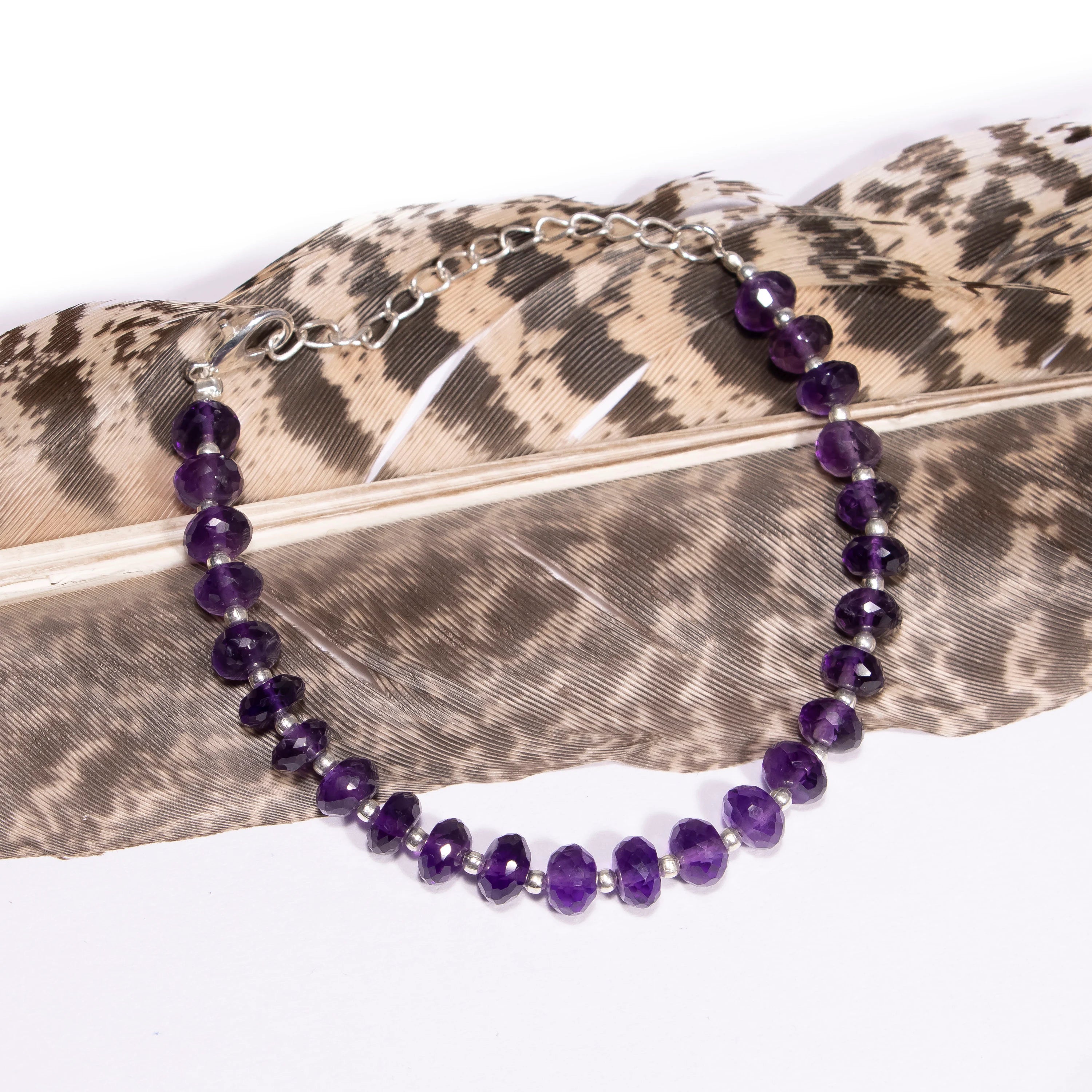 Natural Amethyst Faceted Rondelle Bracelet, SKU2428