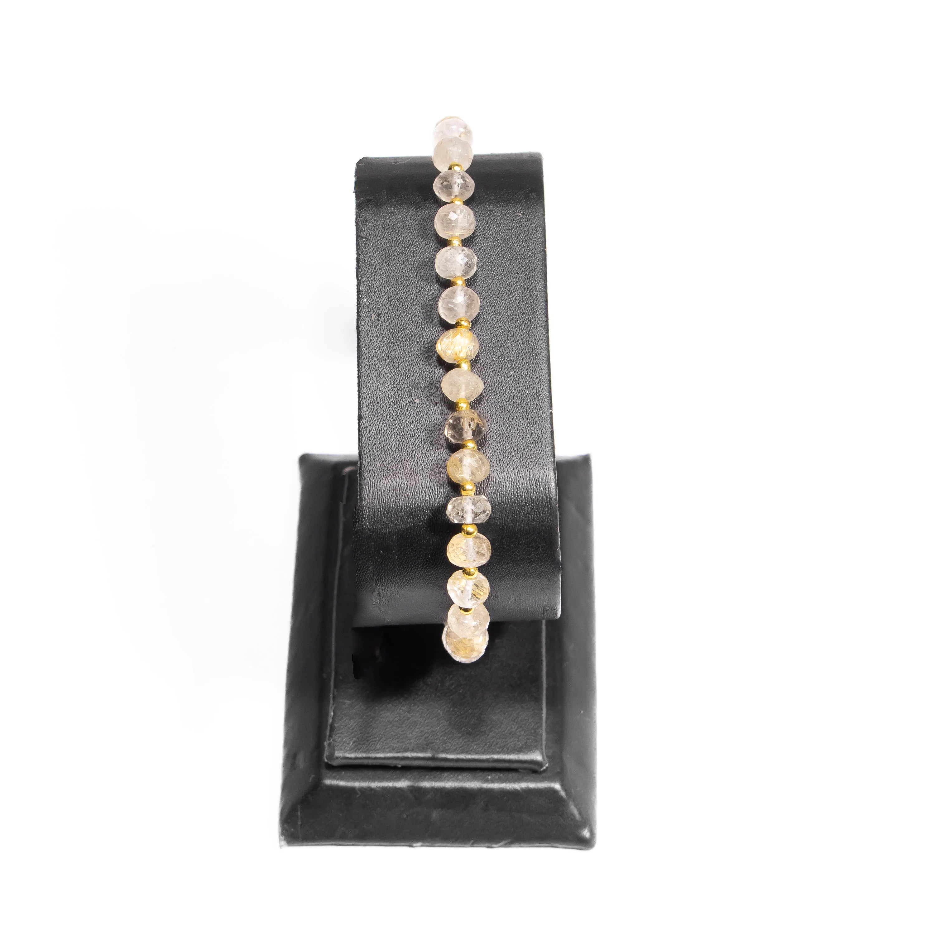 Golden Rutile Faceted Rondelle Beads Bracelet, SKU2432