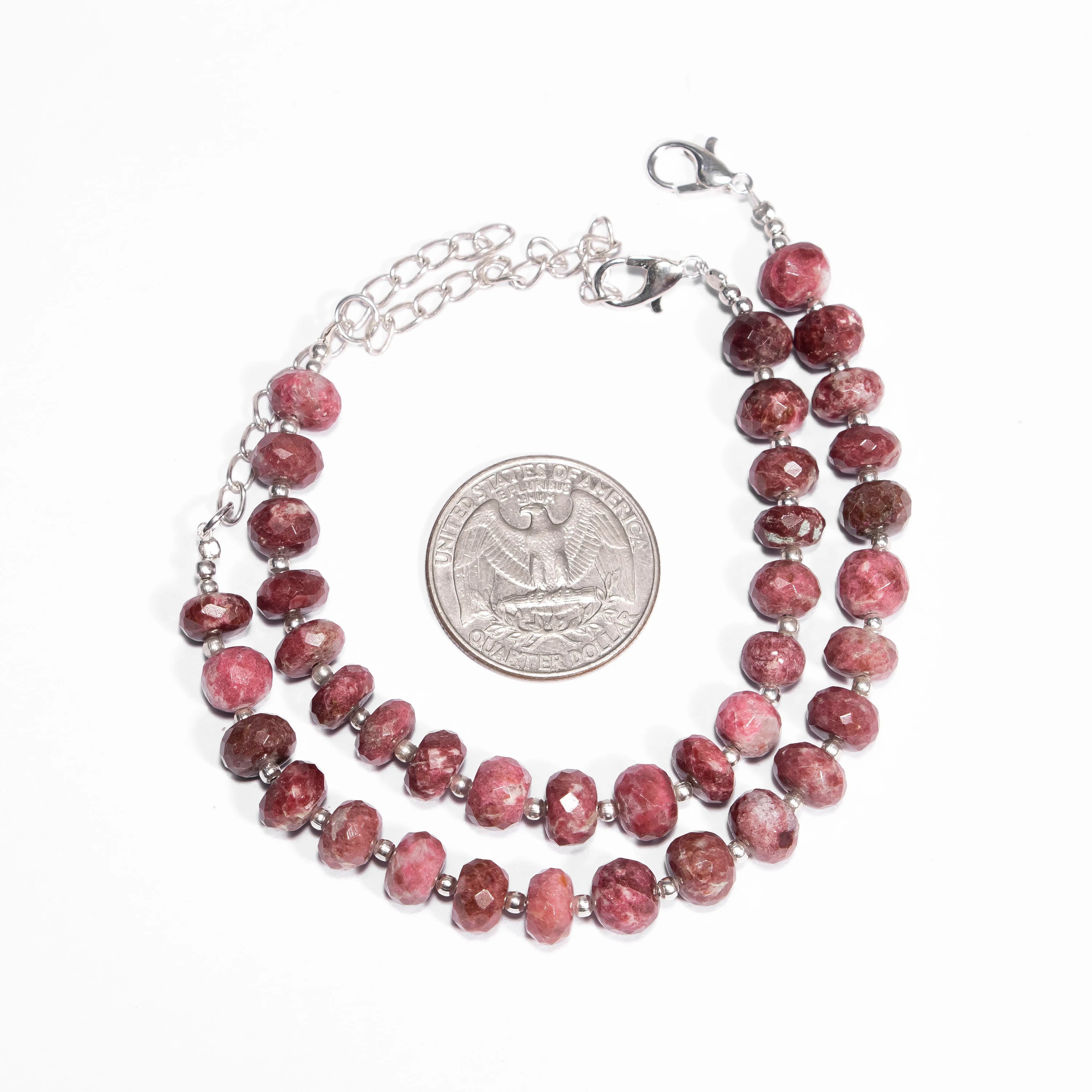 Natural Pink Thulite Faceted Rondelle Bracelet, SKU2429