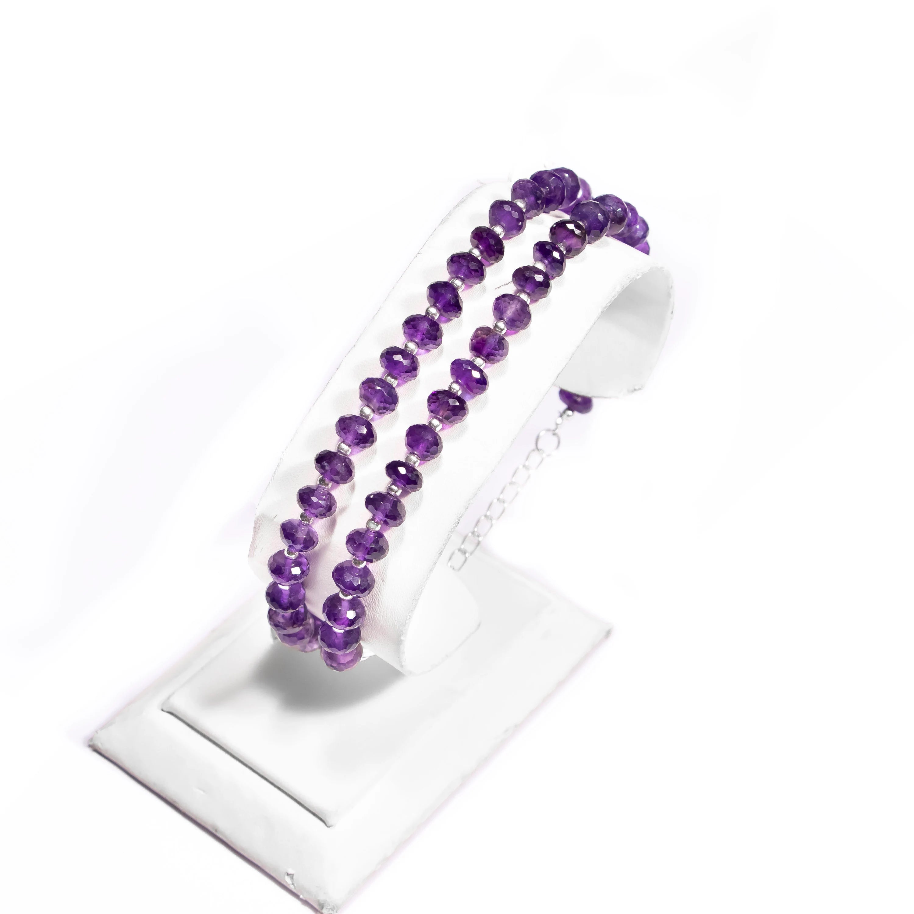 Natural Amethyst Faceted Rondelle Bracelet, SKU2428