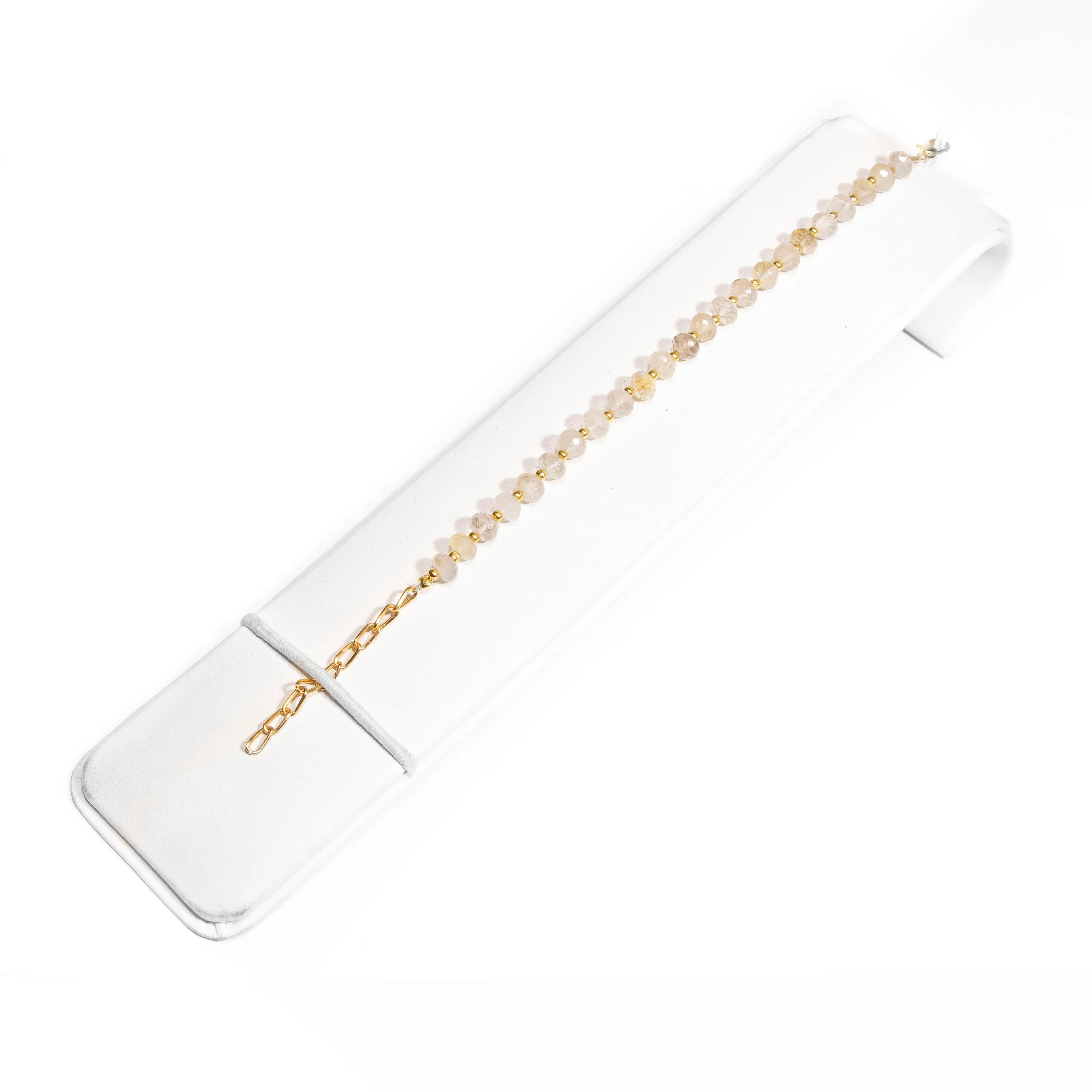 Golden Rutile Faceted Rondelle Beads Bracelet, SKU2432