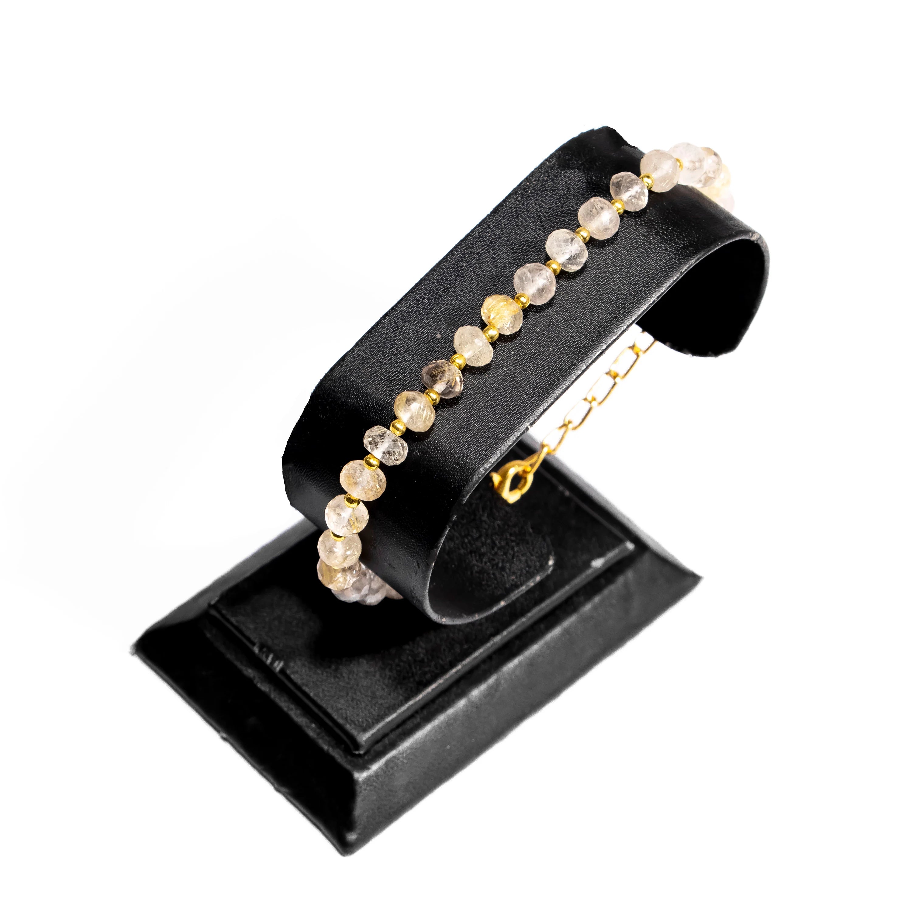 Golden Rutile Faceted Rondelle Beads Bracelet, SKU2432