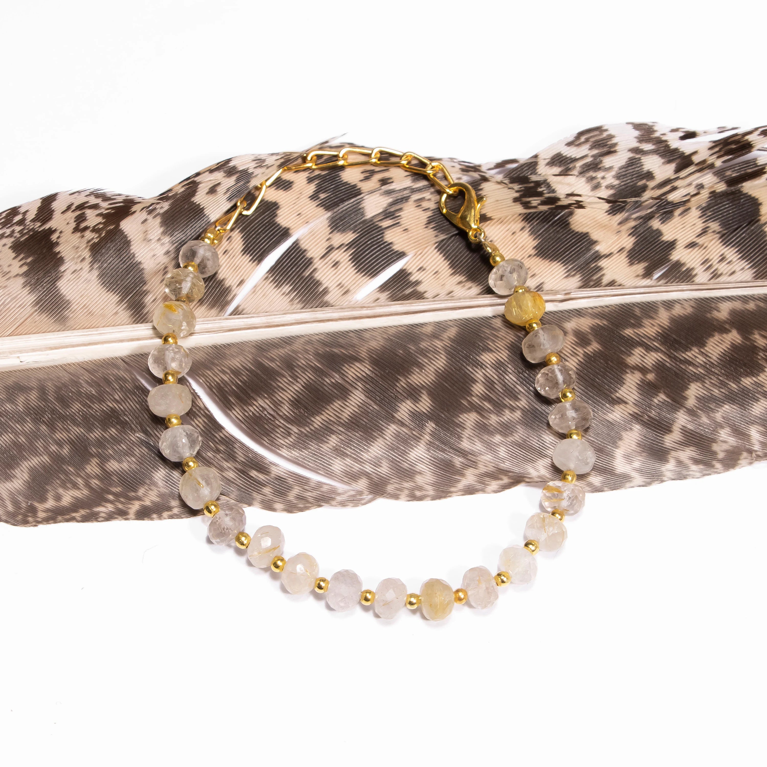 Golden Rutile Faceted Rondelle Beads Bracelet, SKU2432