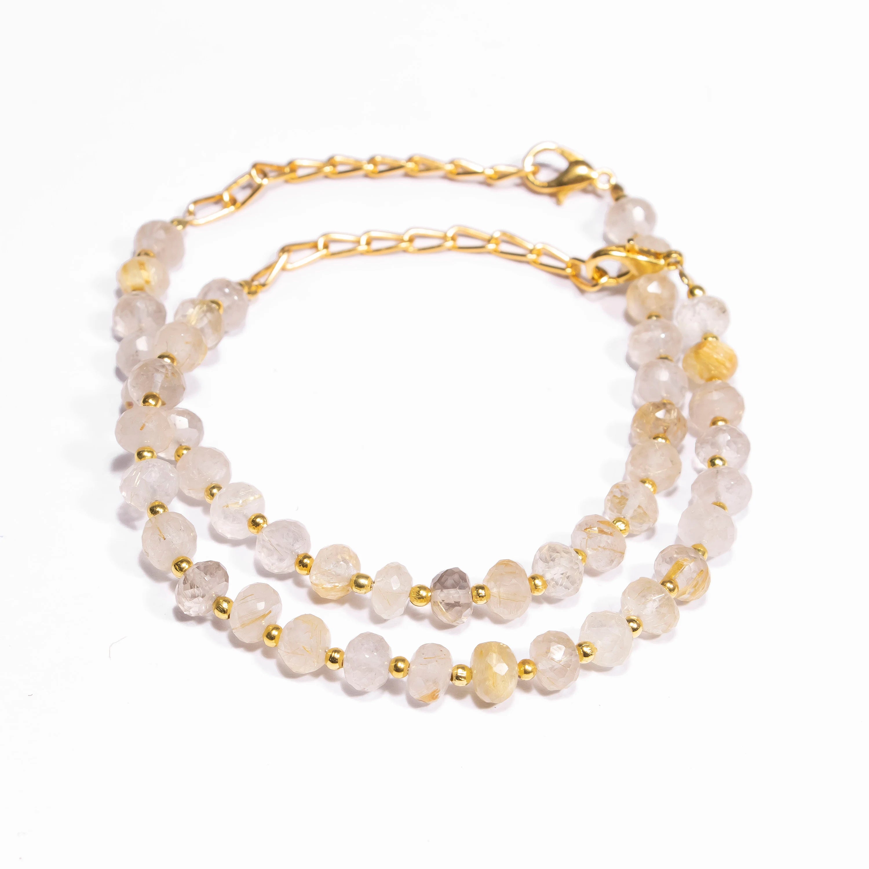 Golden Rutile Faceted Rondelle Beads Bracelet, SKU2432