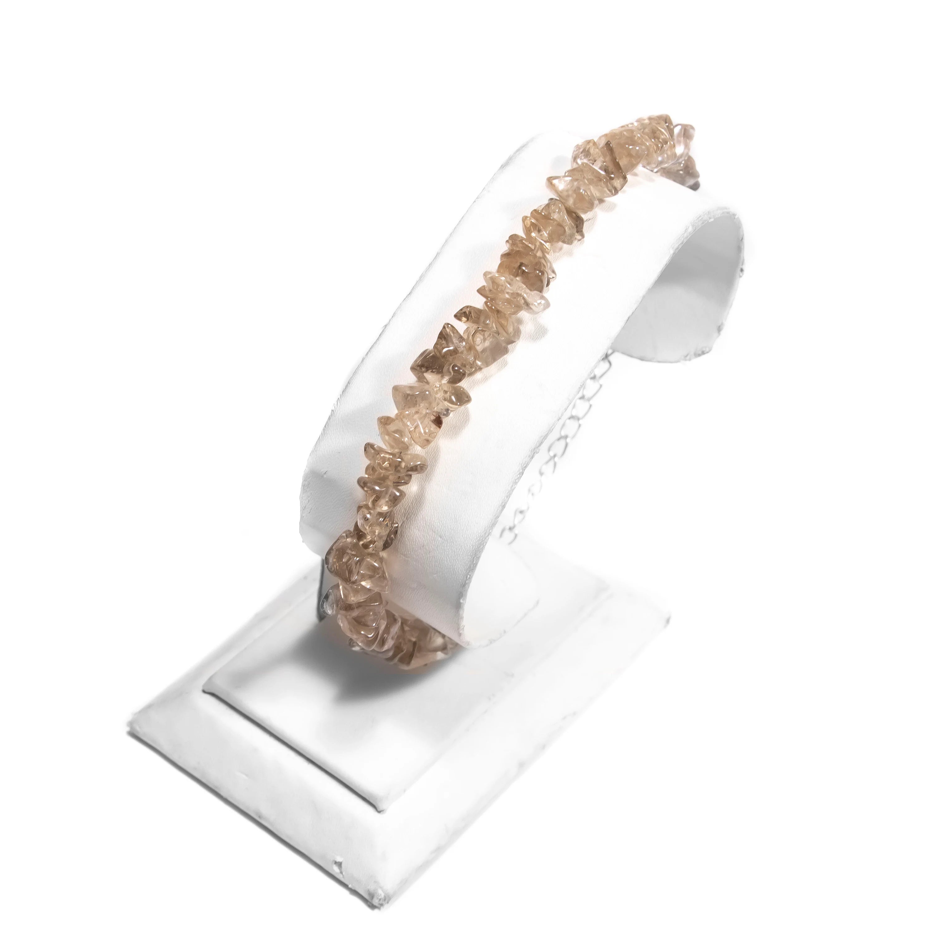 Smoky Quartz Smooth Nuggets Beads Bracelets, Quartz Unshaped Bracelets, 6 Inches + 2 Inches Adjustable Chain Jewelry Bracelets