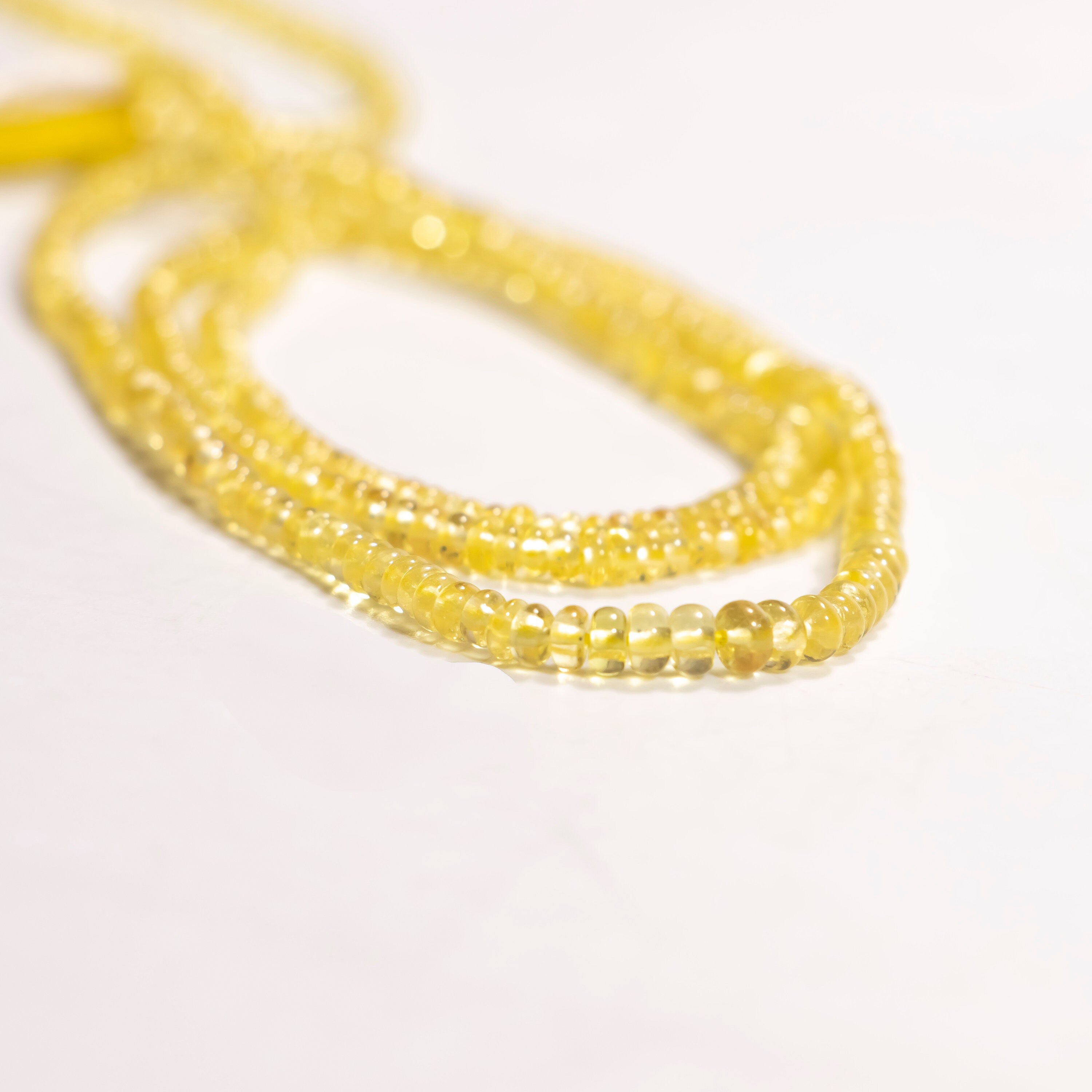 AA Quality Yellow Sapphire Smooth Rondelle Beads, Songea Sapphire Gemstone Jewelry Beads, SKU2195