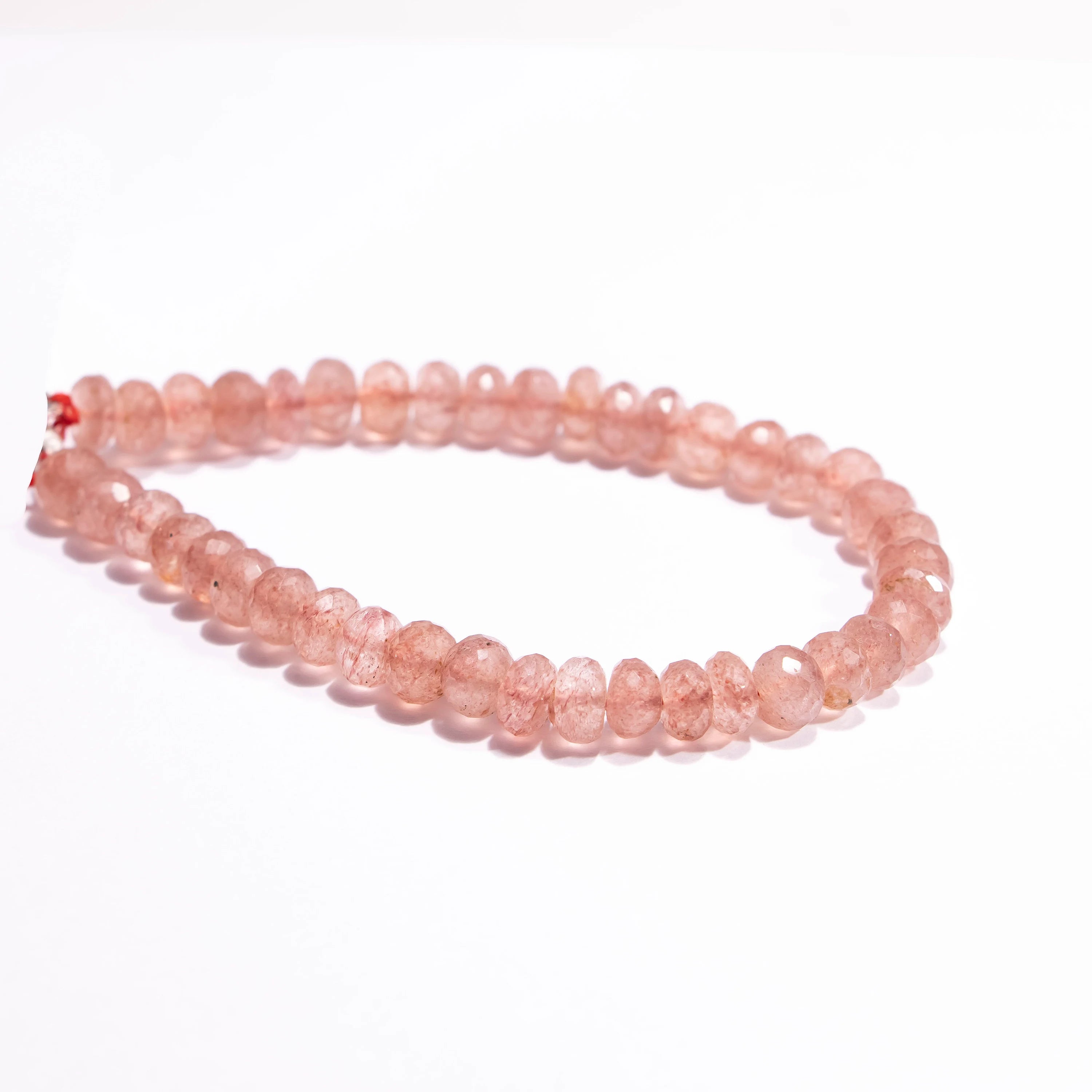 AA Quality Pink Strawberry Quartz Faceted Rondelle Beads, SKU2421