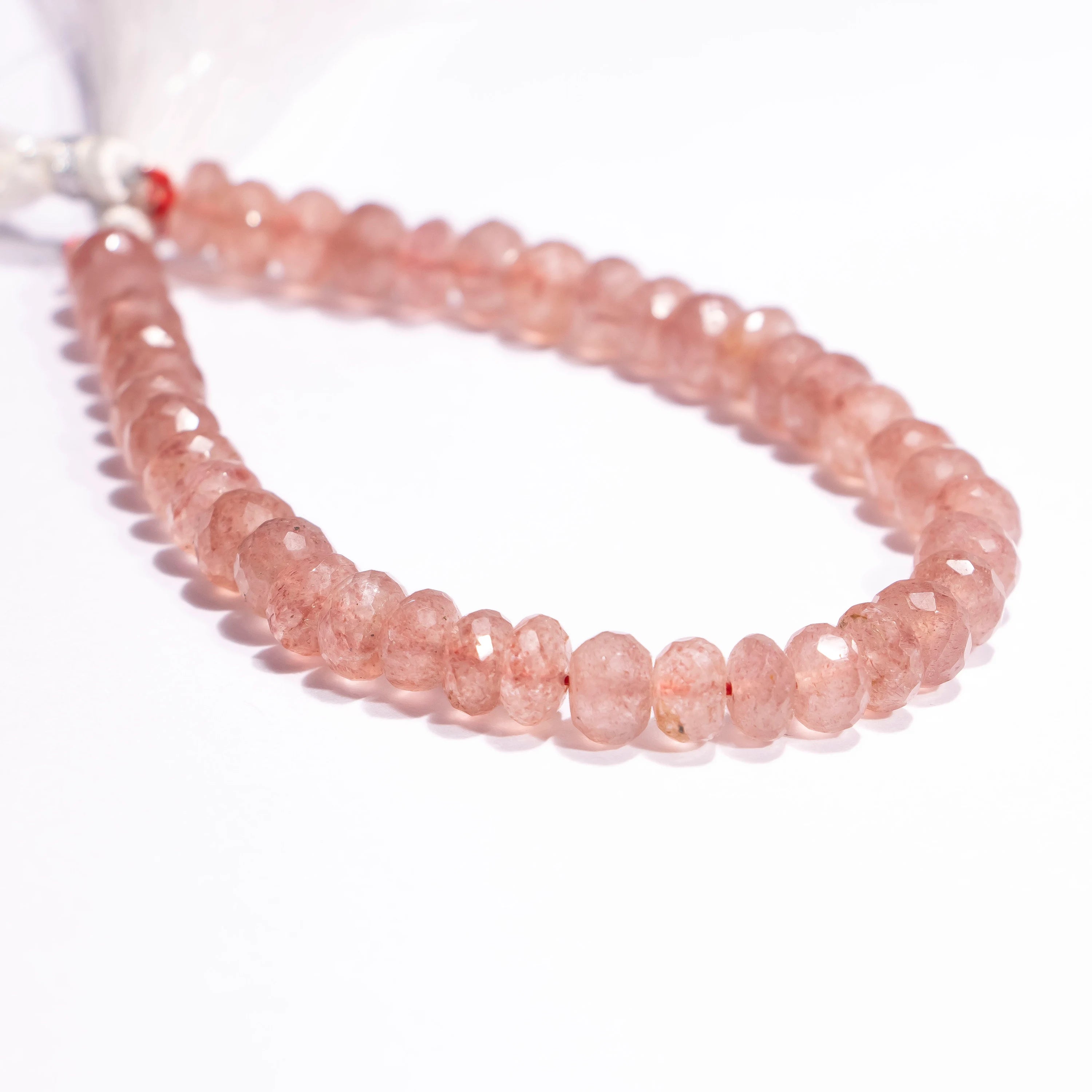 AA Quality Pink Strawberry Quartz Faceted Rondelle Beads, SKU2421