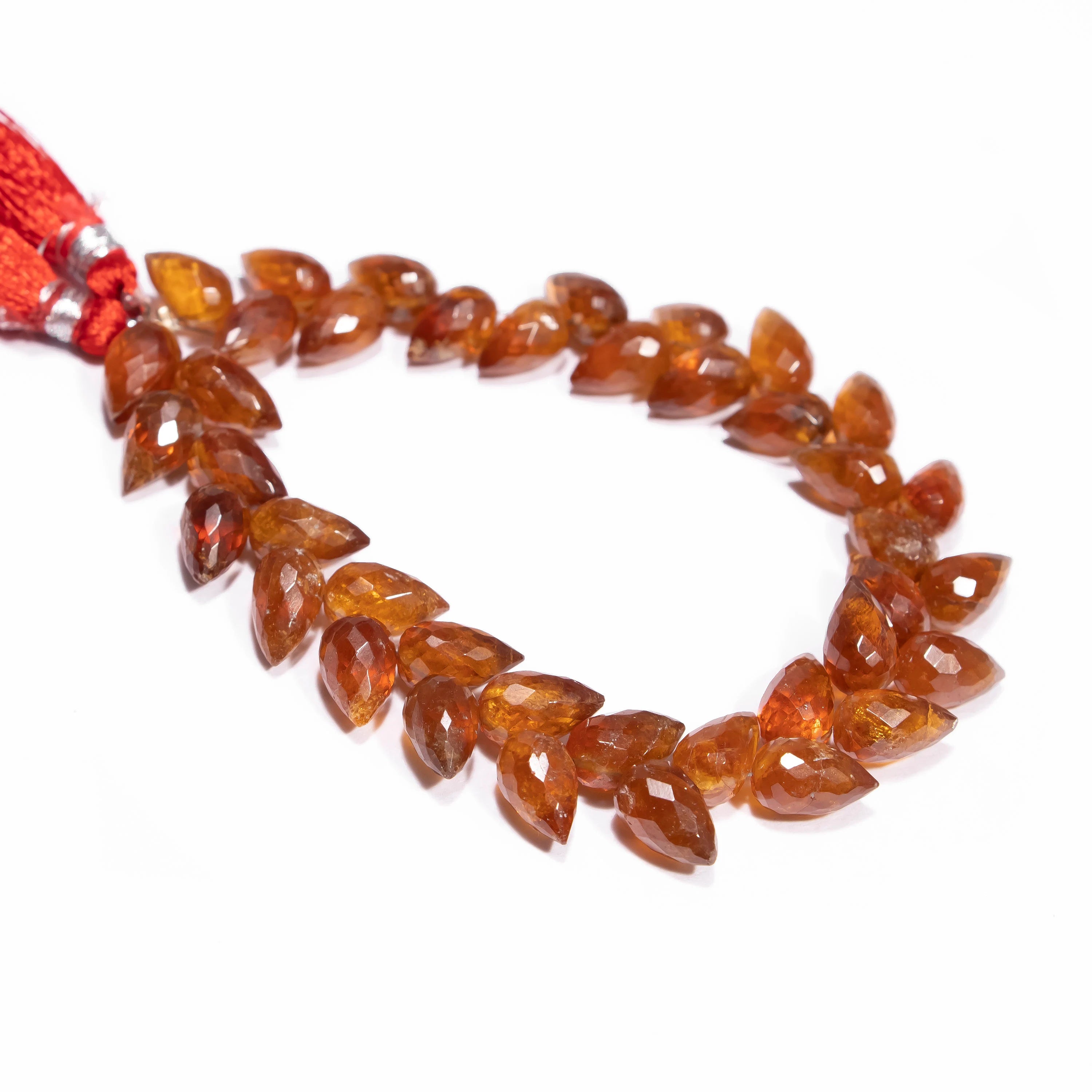 Hessonite Garnet Faceted Tulip Drop Beads Briolettes, SKU2451