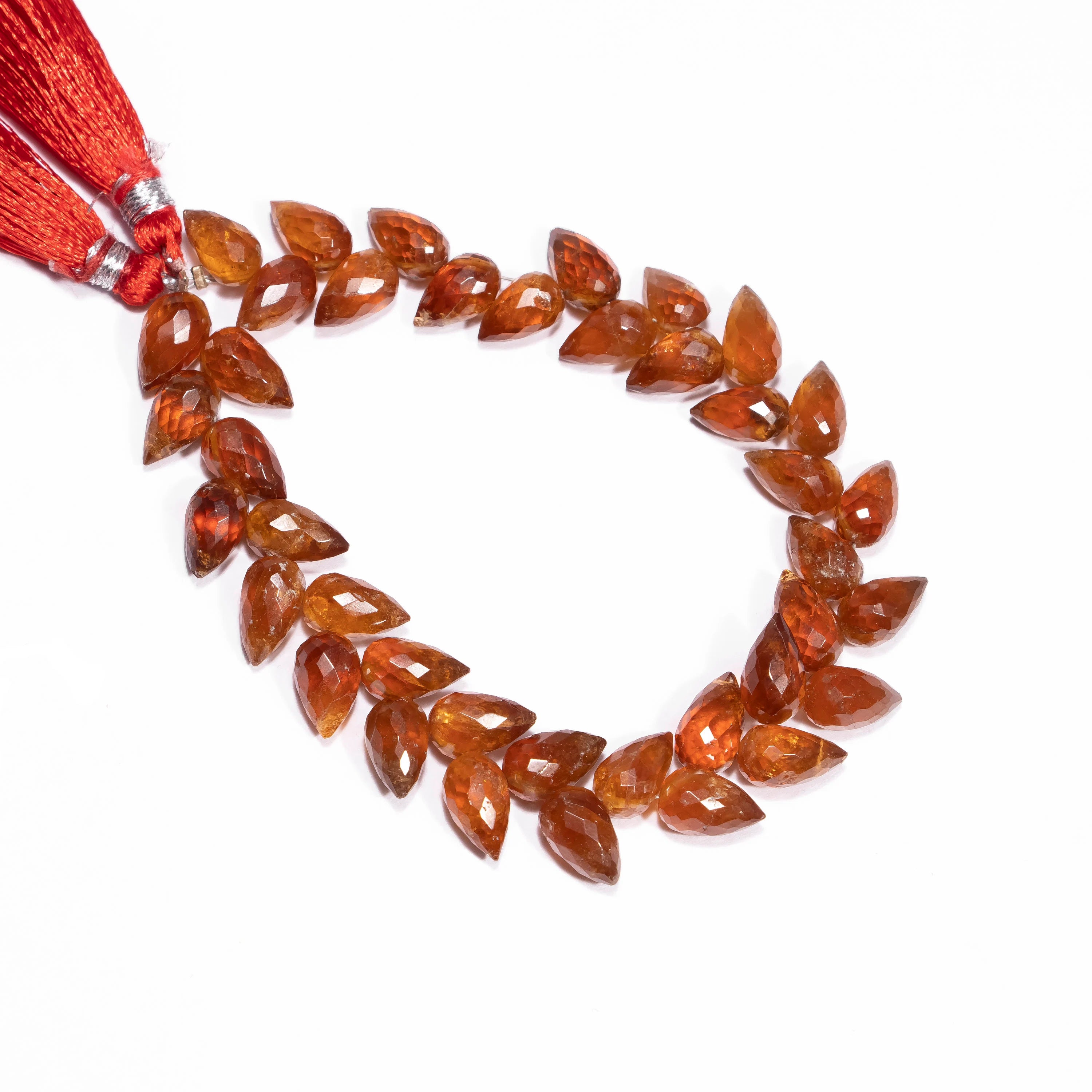 Hessonite Garnet Faceted Tulip Drop Beads Briolettes, SKU2451