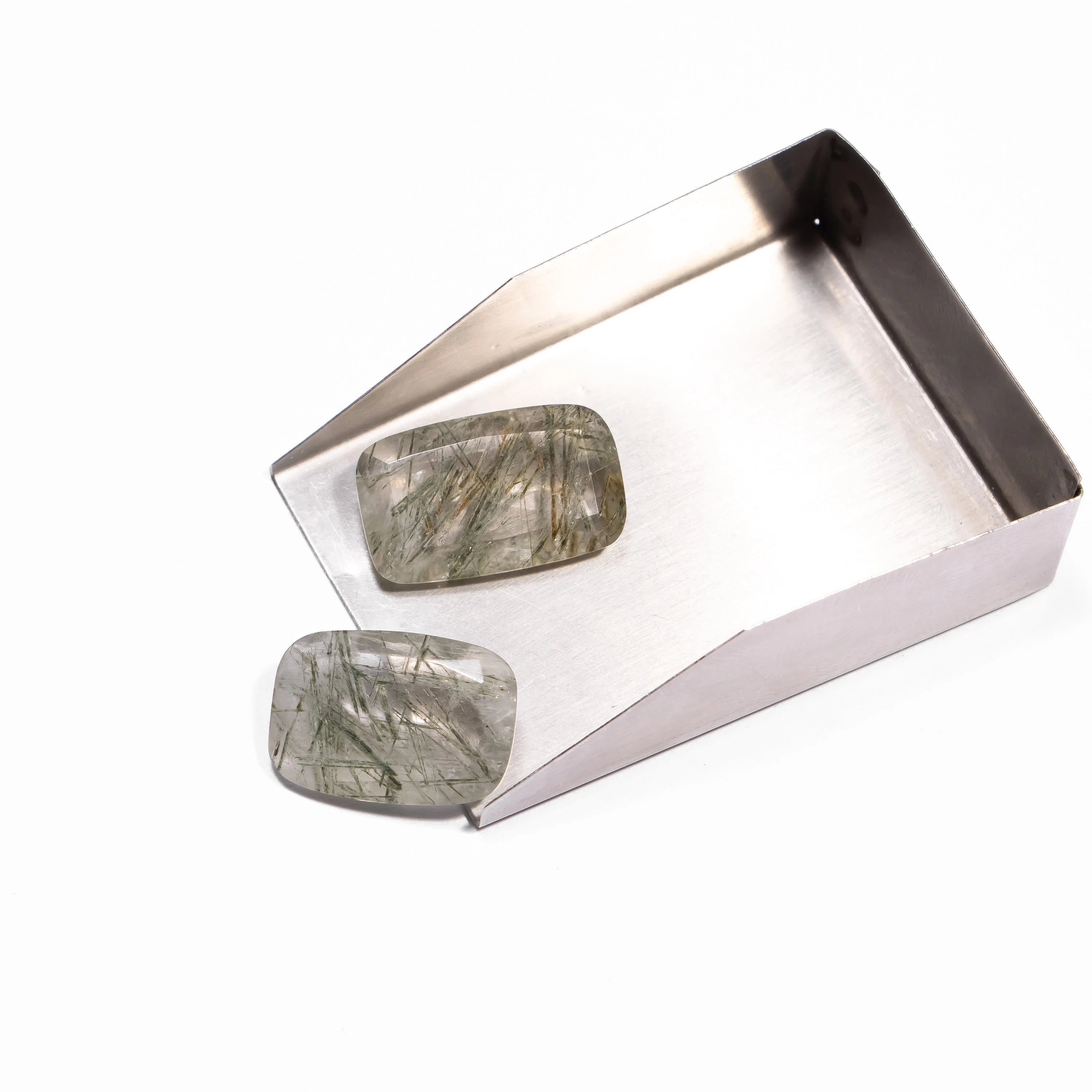 Natural Green Rutile Faceted Cushion Cut stone, Rutile Flat Back Gemstone, SKU2384