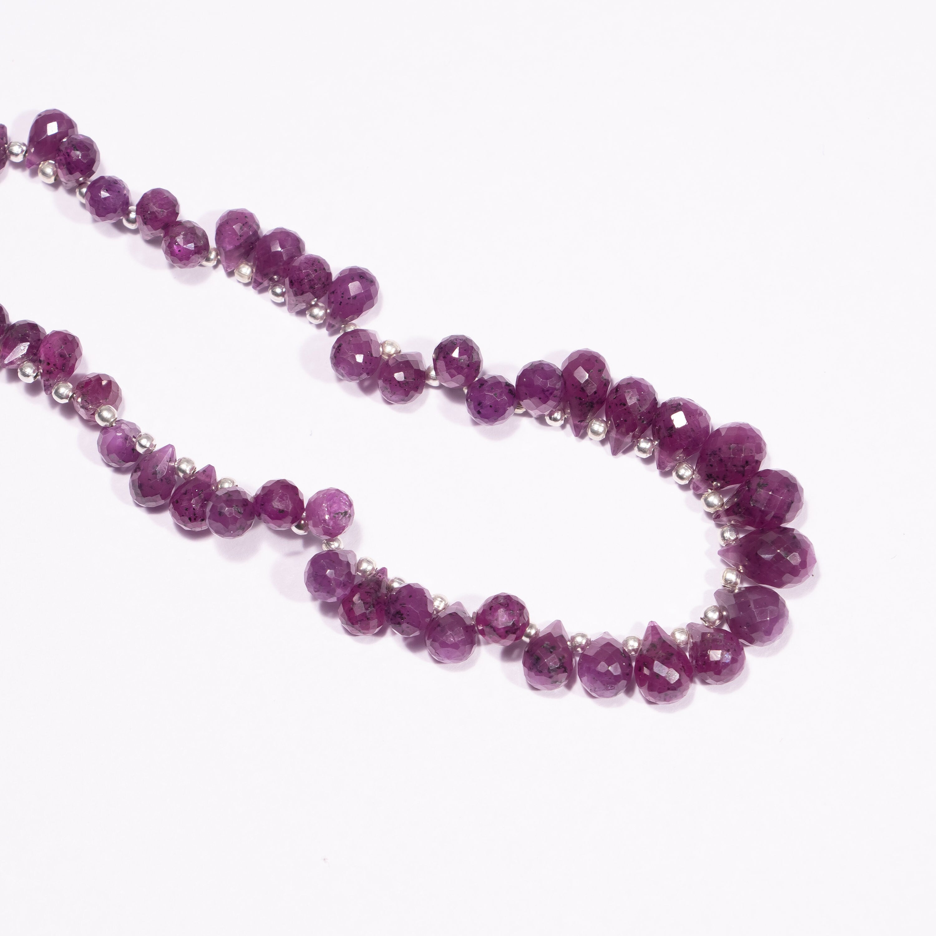 Natural Ruby Beads, Faceted Ruby Beads, Ruby Drop Beads, Silk Ruby Beads, Ruby Beads For Jewelry Making, Lot of Beads, July Birthstone, SKU2465